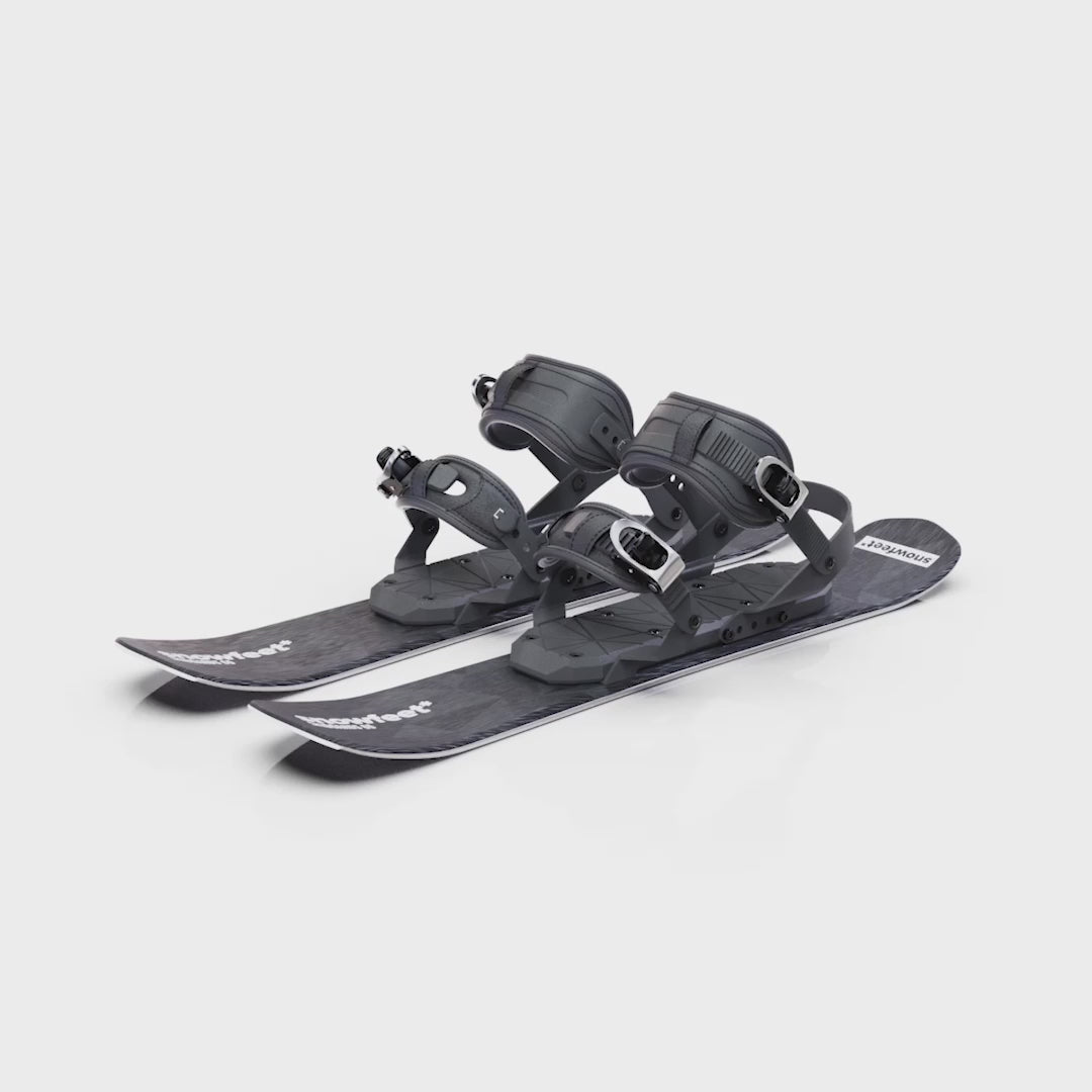 Snowfeet* Skiblades | 65 CM | Snowboard Bindings | Black Triangle | Skiboards Snowblades Short Mini Skis - snowfeet* | Detailed Video