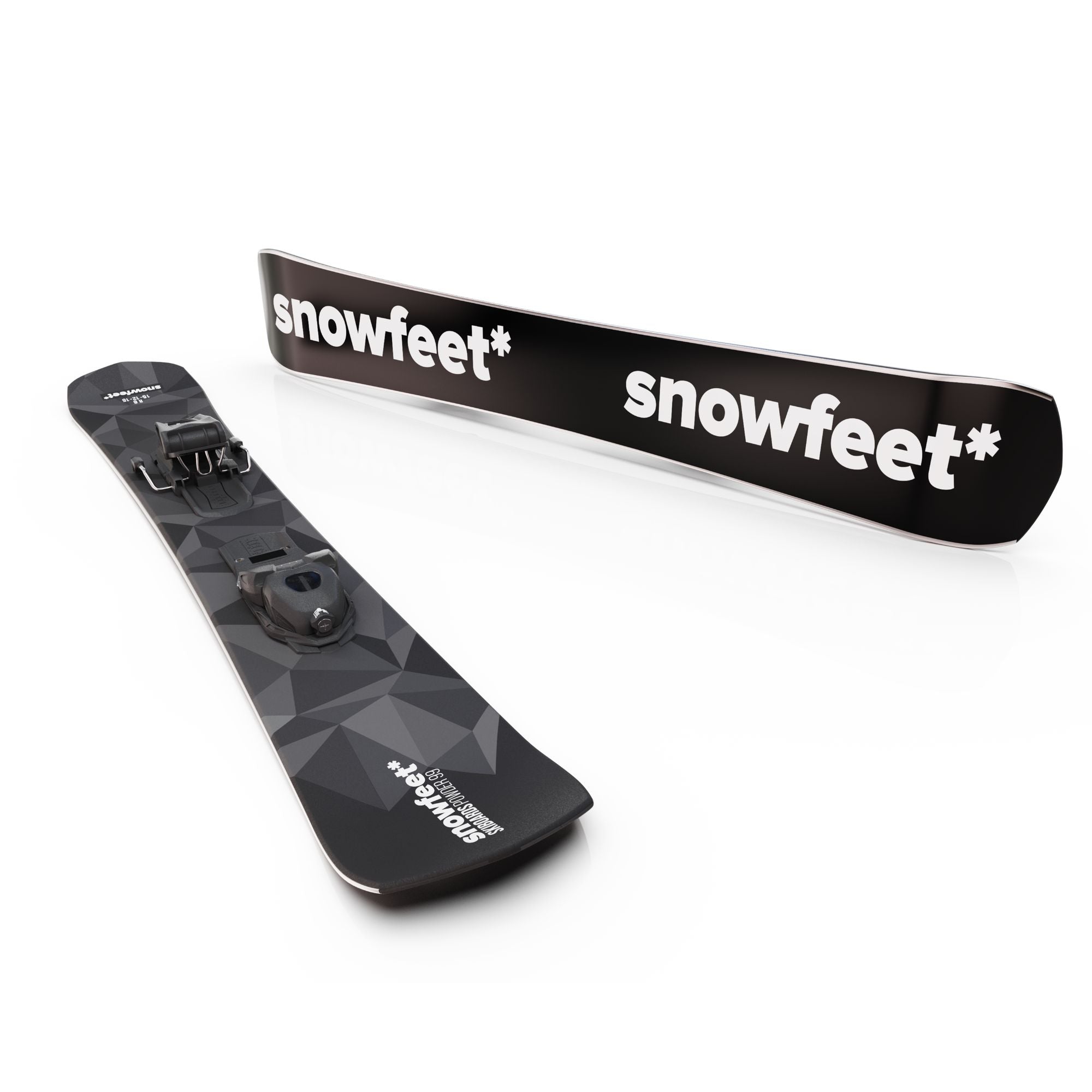 Snowfeet Powder skis designed for deep powder conditions - Skiblades | 99 CM | Black | Pro Ski Bindings | Skiboards Snowblades Short Skis - snowfeet*