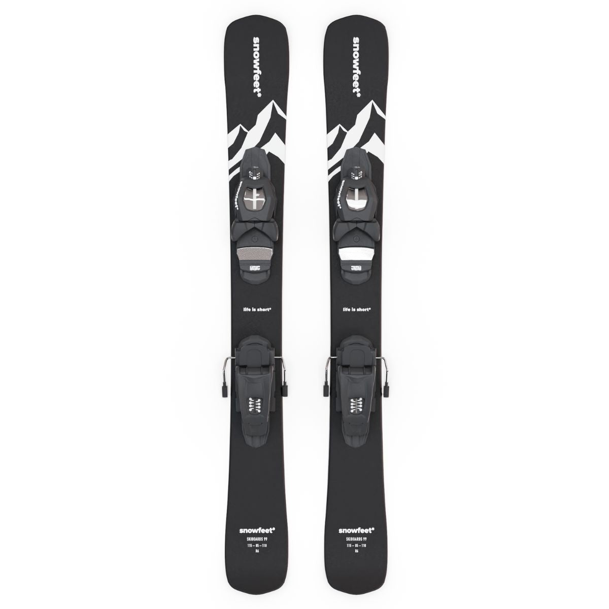 Snowfeet* Short Skis | 99 CM | Mountain Black | Pro Ski Bindings |  Skiblades Skiboards Snowblades - snowfeet*