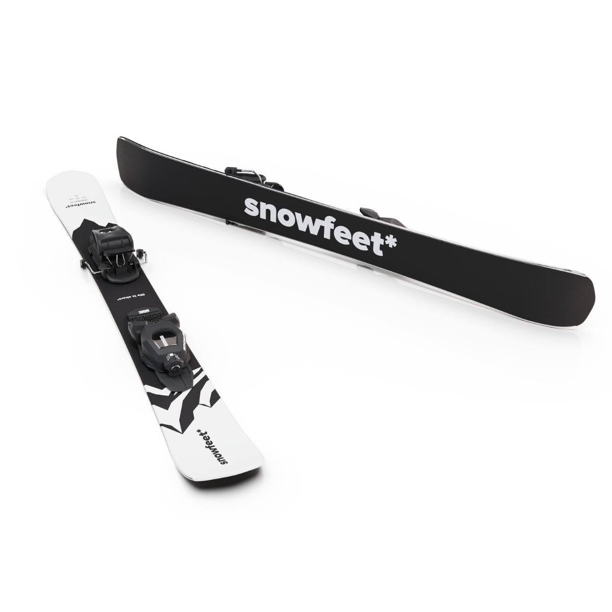 Snowfeet* Short Skis | 99 CM | Mountain White | Pro Ski Bindings |  Skiblades Skiboards Snowblades - snowfeet*