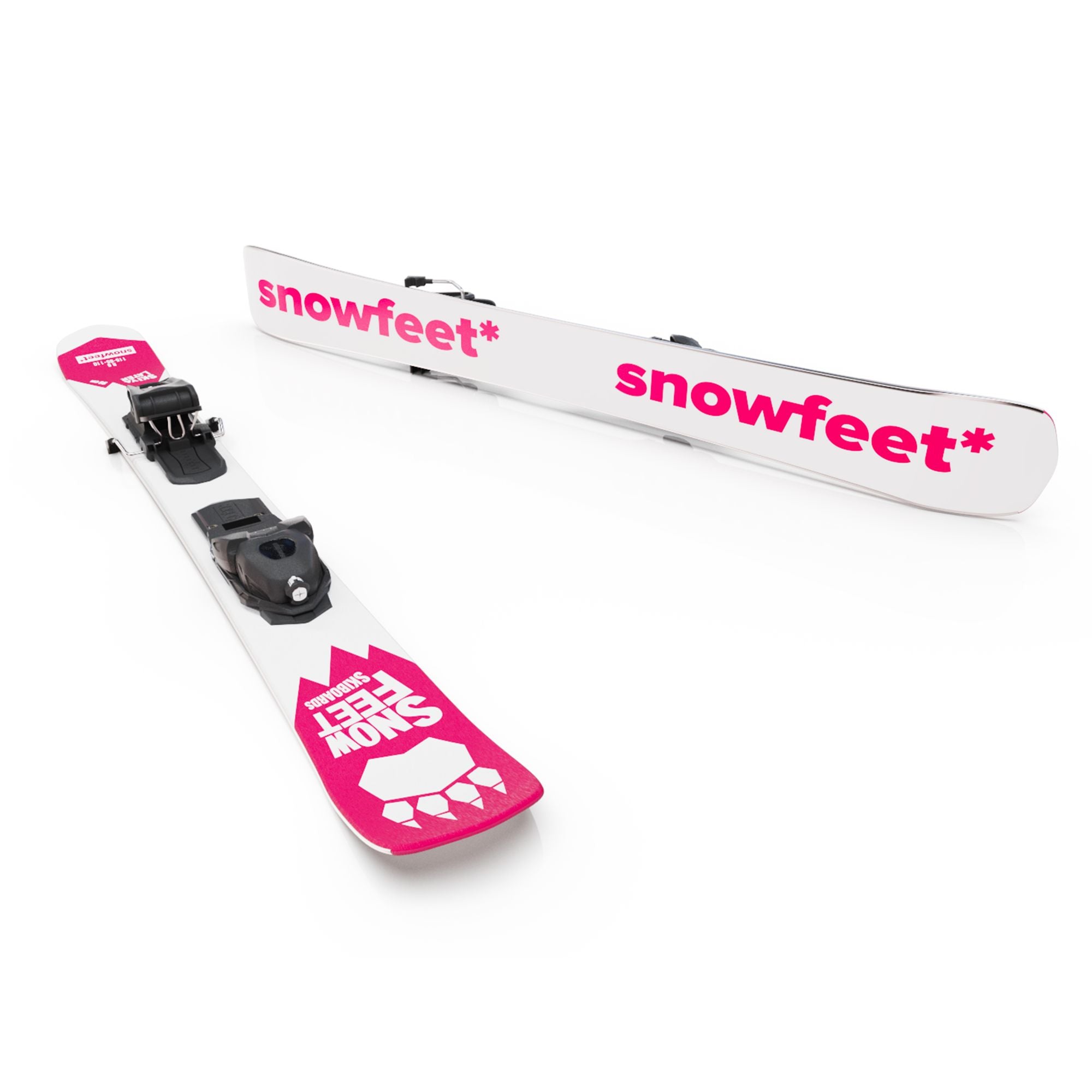 Snowfeet* Short Skis | 99 CM | Pink Paw | Pro Ski Bindings |  Skiblades Skiboards Snowblades - snowfeet*