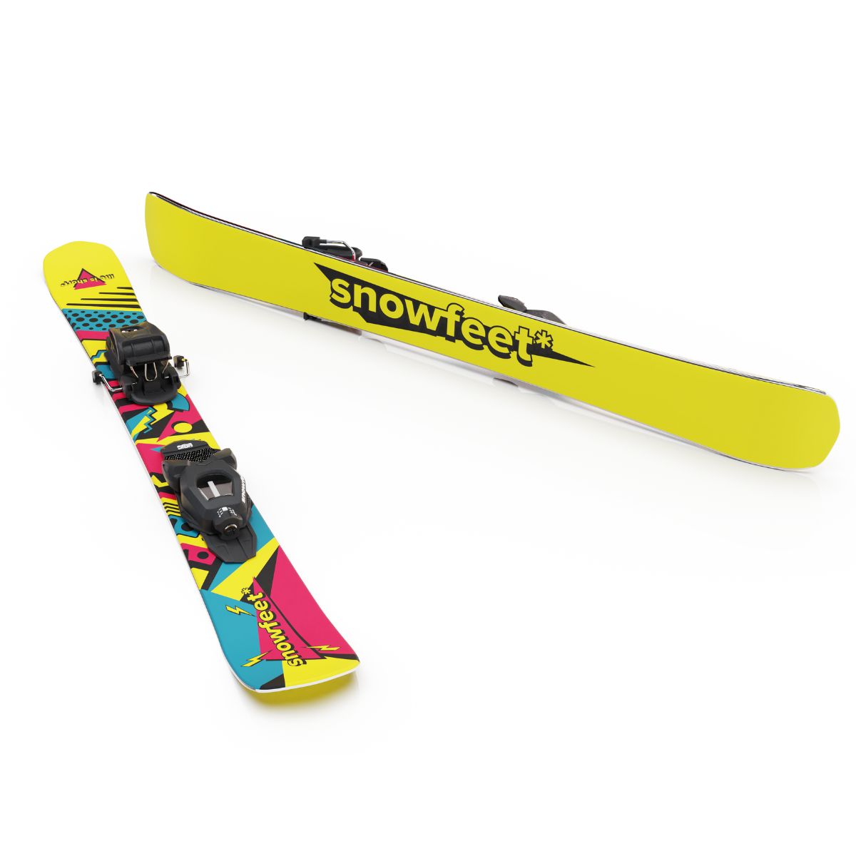 Snowfeet* Short Skis | 99 CM | Retro | Pro Ski Bindings |  Skiblades Skiboards Snowblades - snowfeet*