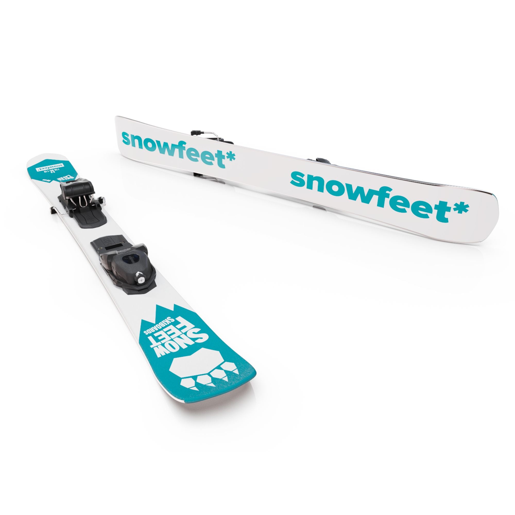 Snowfeet* Short Skis | 99 CM | Turquoise Paw | Pro Ski Bindings |  Skiblades Skiboards Snowblades - snowfeet*