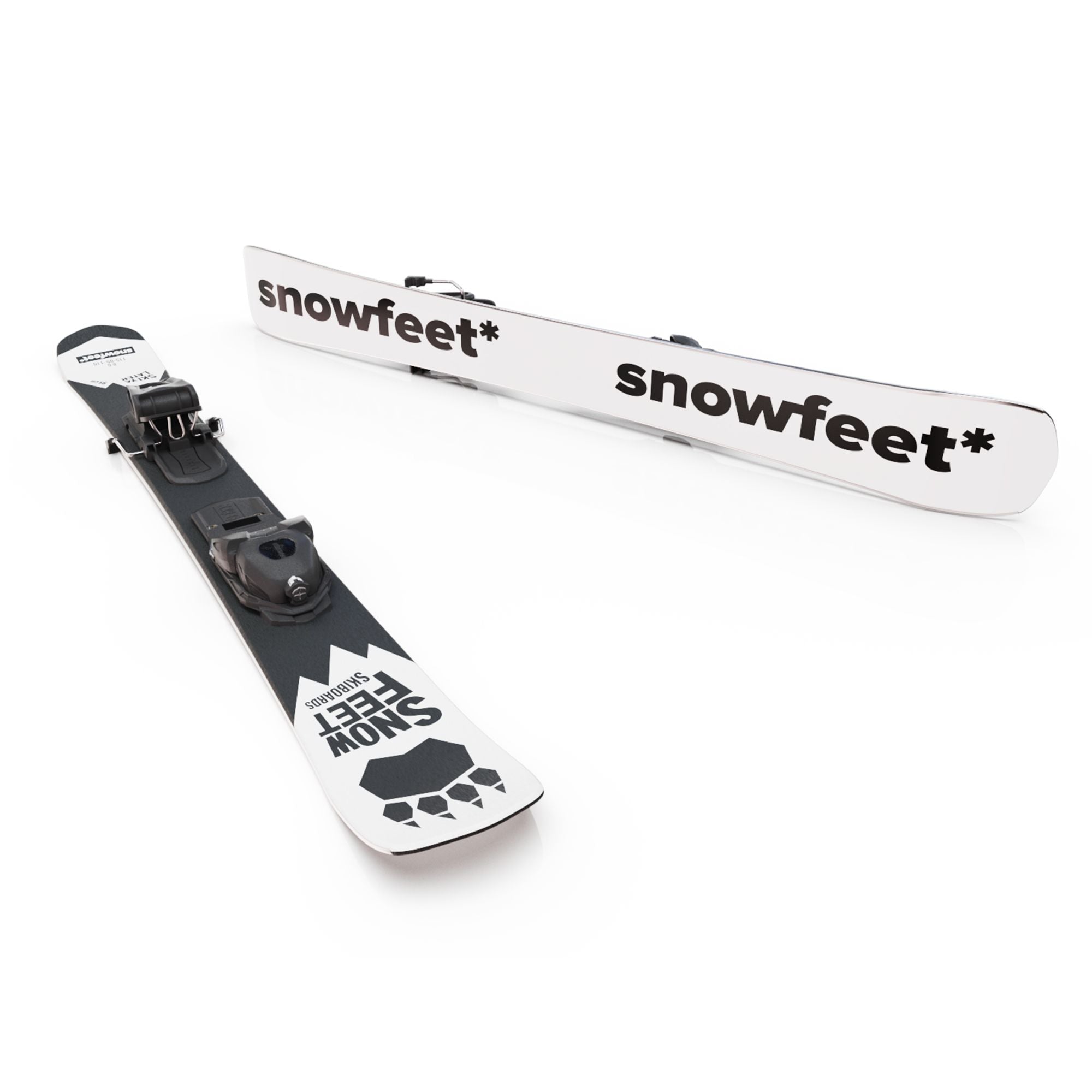 Snowfeet* Short Skis | 99 CM | White Paw | Pro Ski Bindings |  Skiblades Skiboards Snowblades - snowfeet*