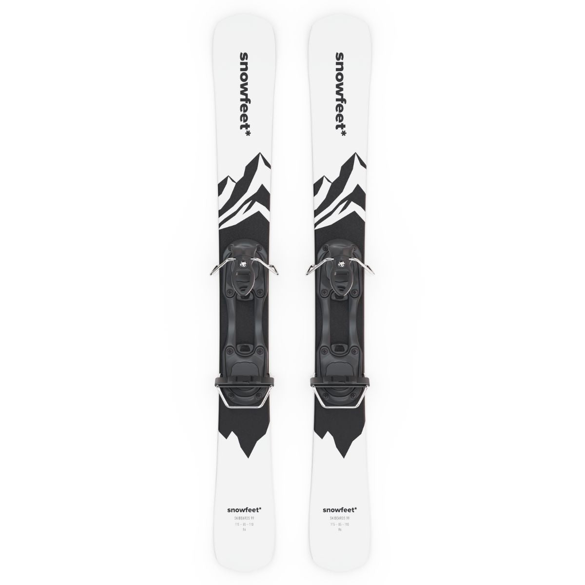 Snowfeet* Short Skis | 99 CM | Mountain White | Ski Bindings |  Skiblades Skiboards Snowblades - snowfeet*