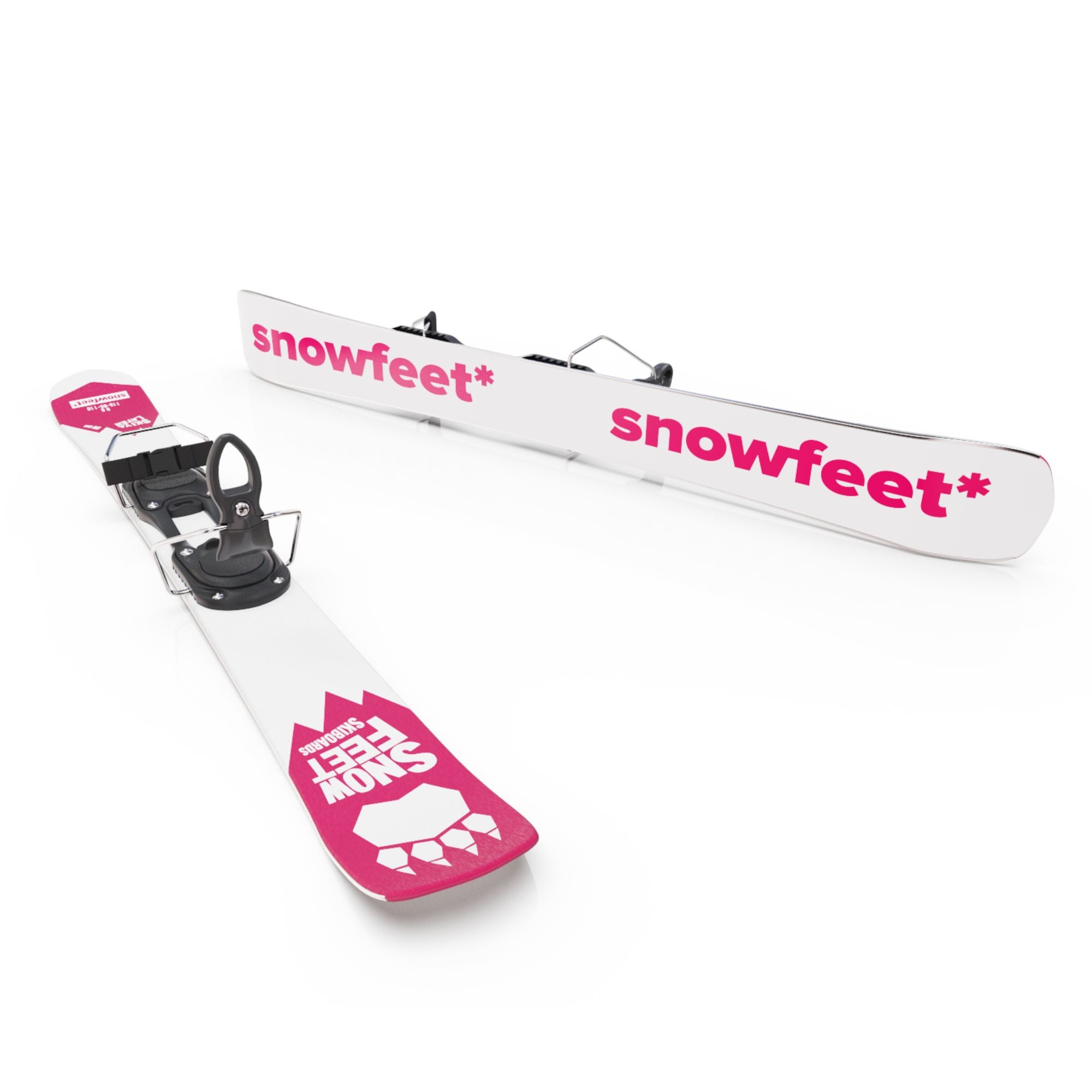 Snowfeet* Short Skis | 99 CM | Pink Paw | Ski Bindings |  Skiblades Skiboards Snowblades - snowfeet*