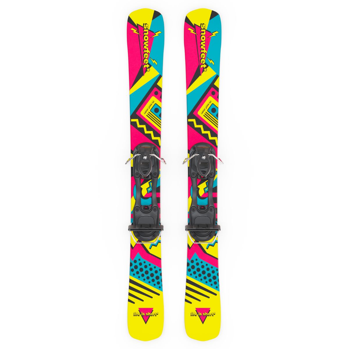 Snowfeet* Short Skis | 99 CM | Retro | Ski Bindings |  Skiblades Skiboards Snowblades - snowfeet*