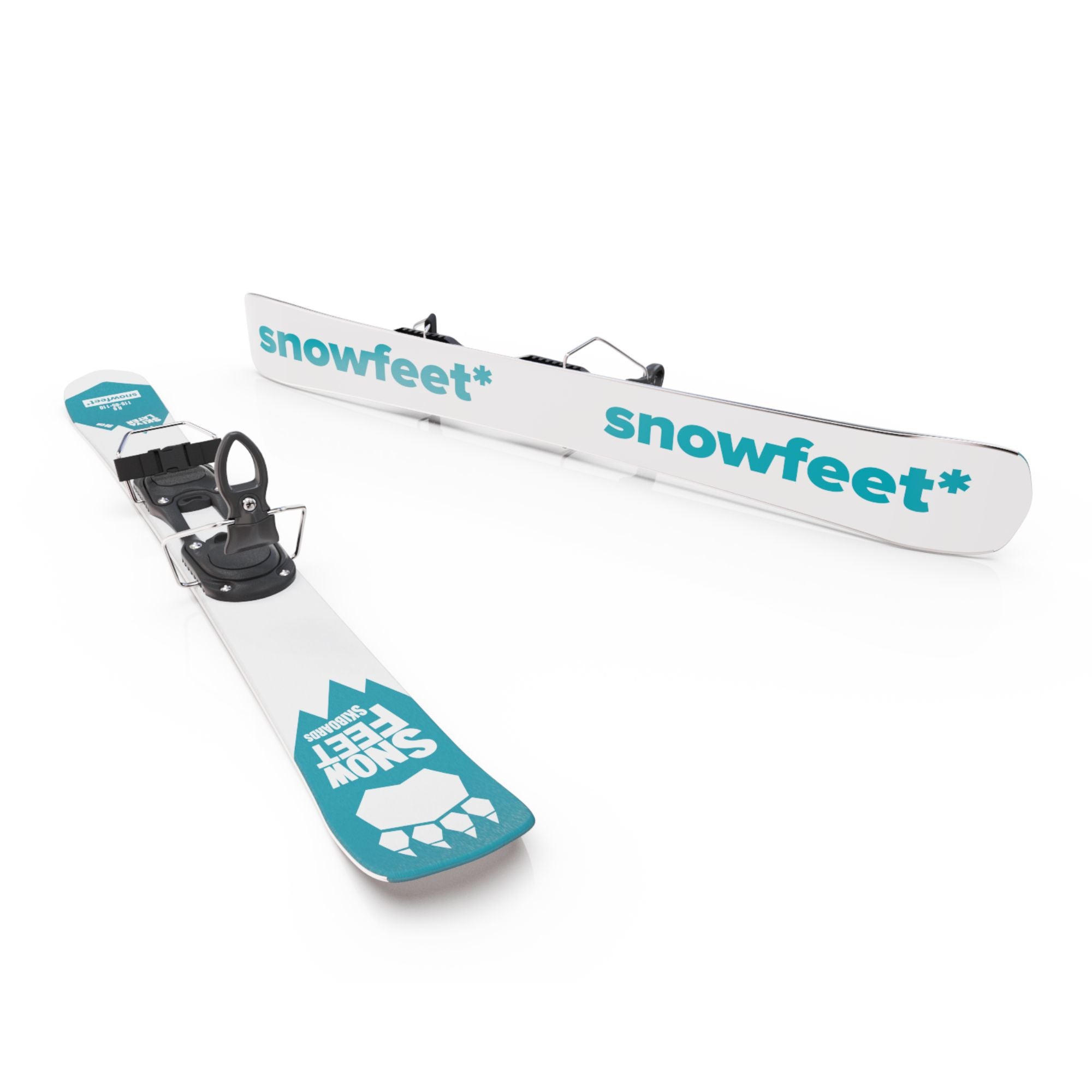 Snowfeet* Short Skis | 99 CM | Turquoise Paw | Ski Bindings |  Skiblades Skiboards Snowblades - snowfeet*