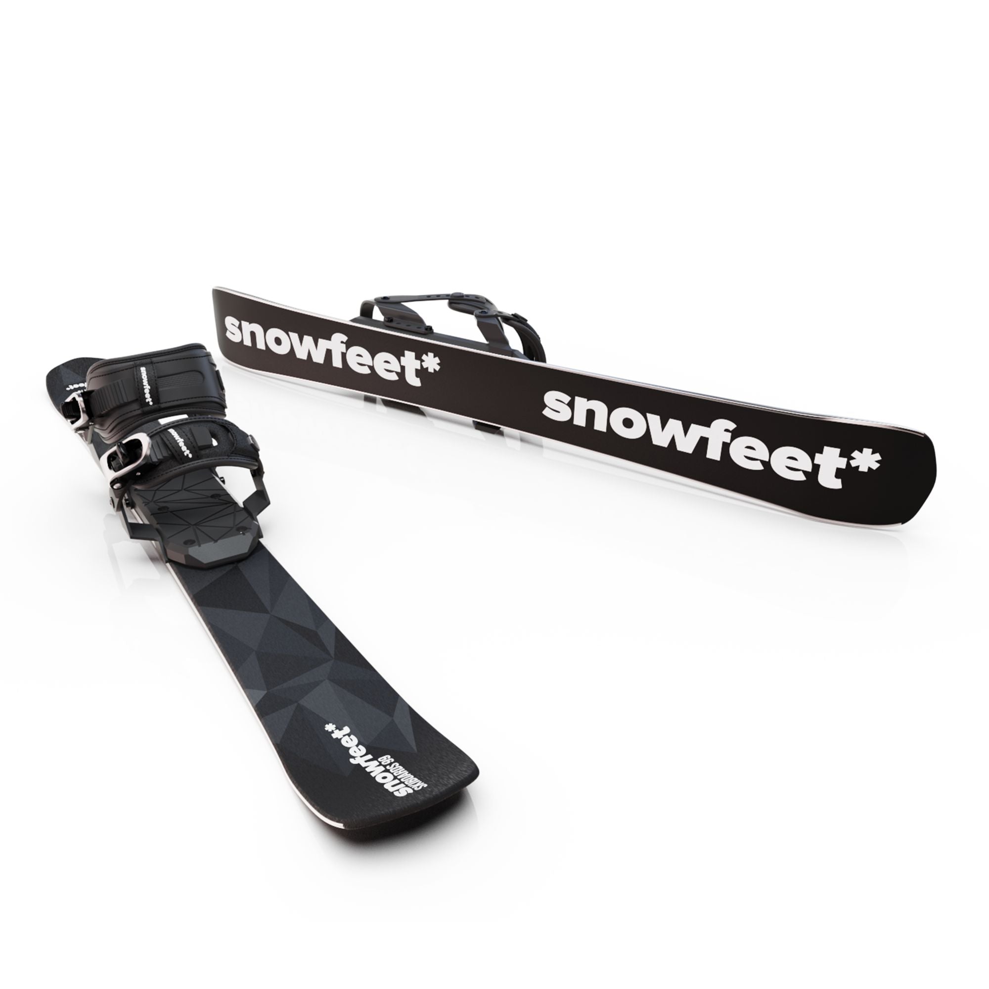 Snowfeet* Short Skis | 99 CM | Black Triangle | Snowboard Bindings |  Skiblades Skiboards Snowblades - snowfeet*