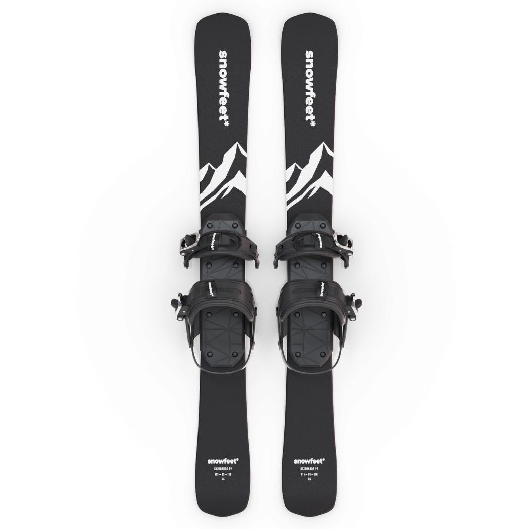 Snowfeet* Short Skis | 99 CM | Mountain Black | Snowboard bindings |  Skiblades Skiboards Snowblades - snowfeet*