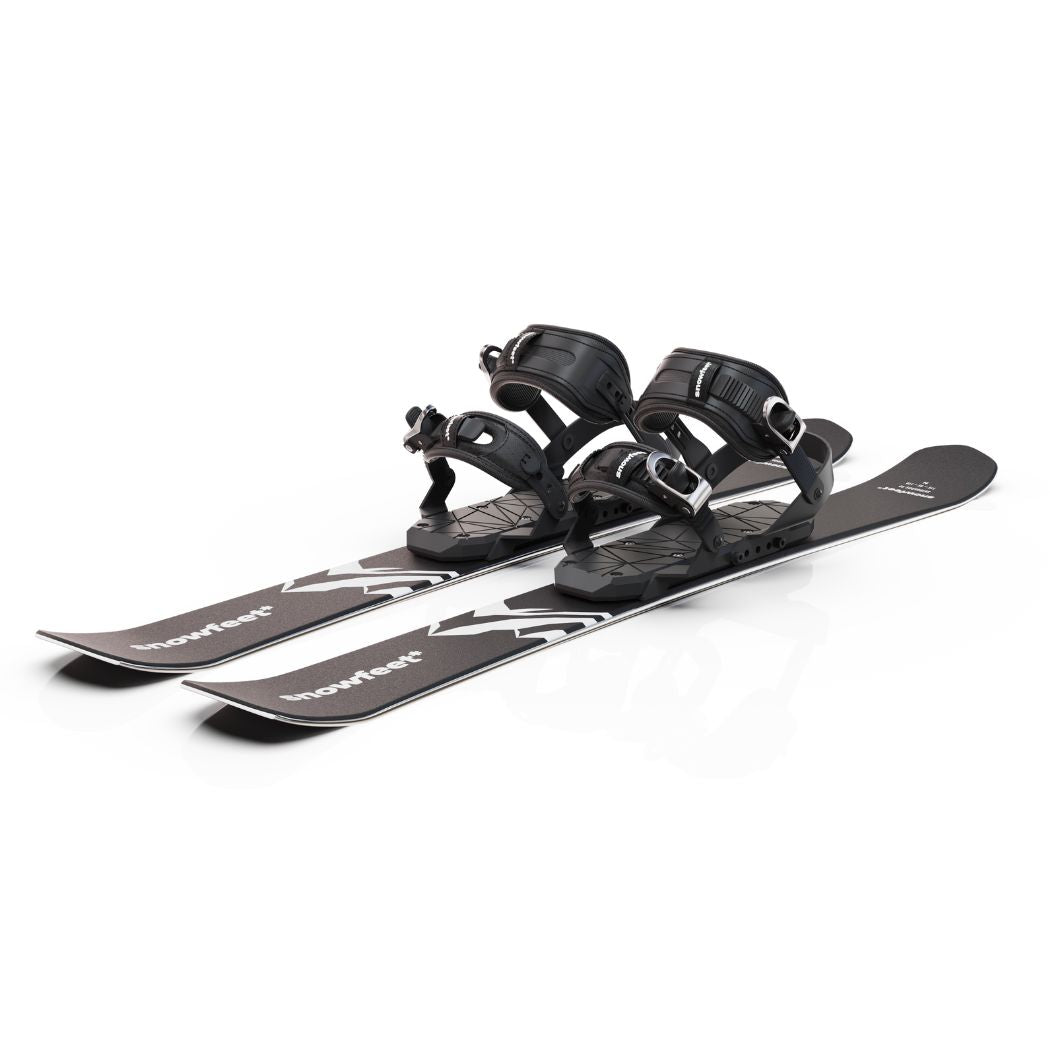 Snowfeet* Short Skis | 99 CM | Mountain Black | Snowboard bindings |  Skiblades Skiboards Snowblades - snowfeet*