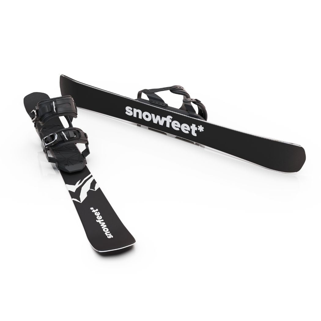 Snowfeet* Short Skis | 99 CM | Mountain Black | Snowboard bindings |  Skiblades Skiboards Snowblades - snowfeet*