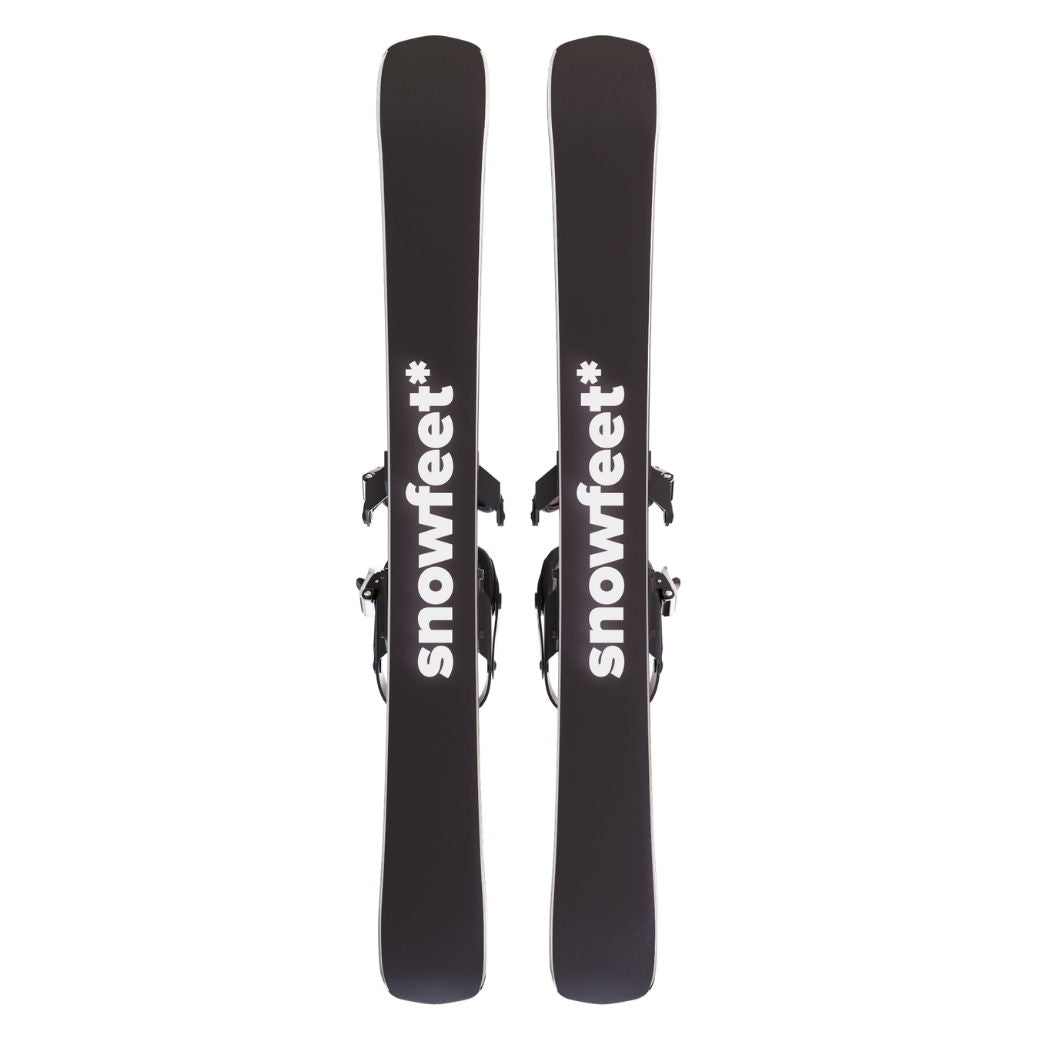 Snowfeet* Short Skis | 99 CM | Mountain Black | Snowboard bindings |  Skiblades Skiboards Snowblades - snowfeet*