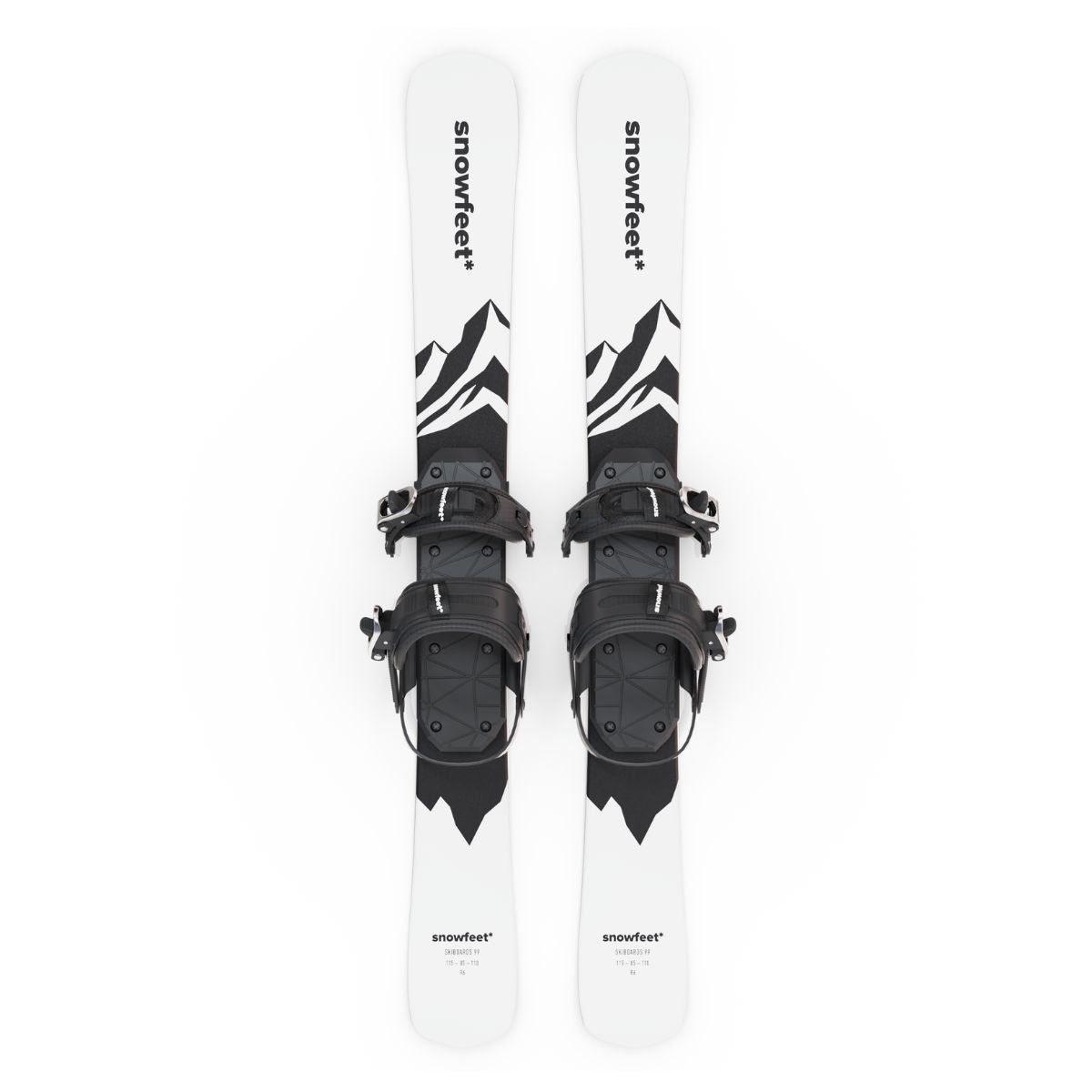 Snowfeet* Short Skis | 99 CM | Mountain White | Snowboard Bindings |  Skiblades Skiboards Snowblades - snowfeet*