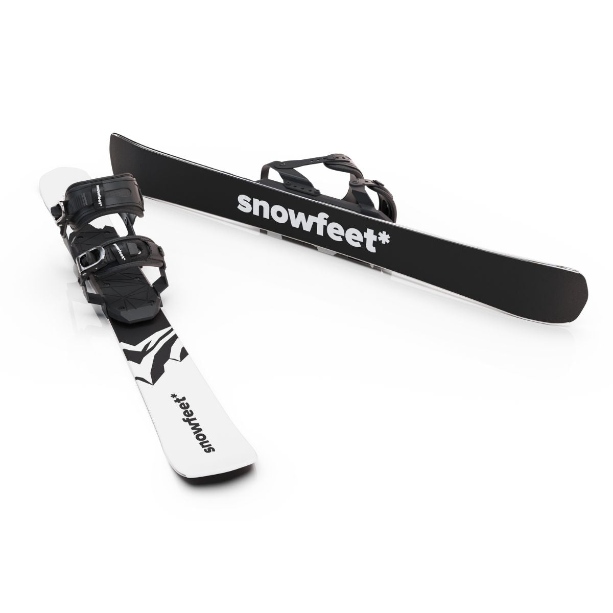 Snowfeet* Short Skis | 99 CM | Mountain White | Snowboard Bindings |  Skiblades Skiboards Snowblades - snowfeet*