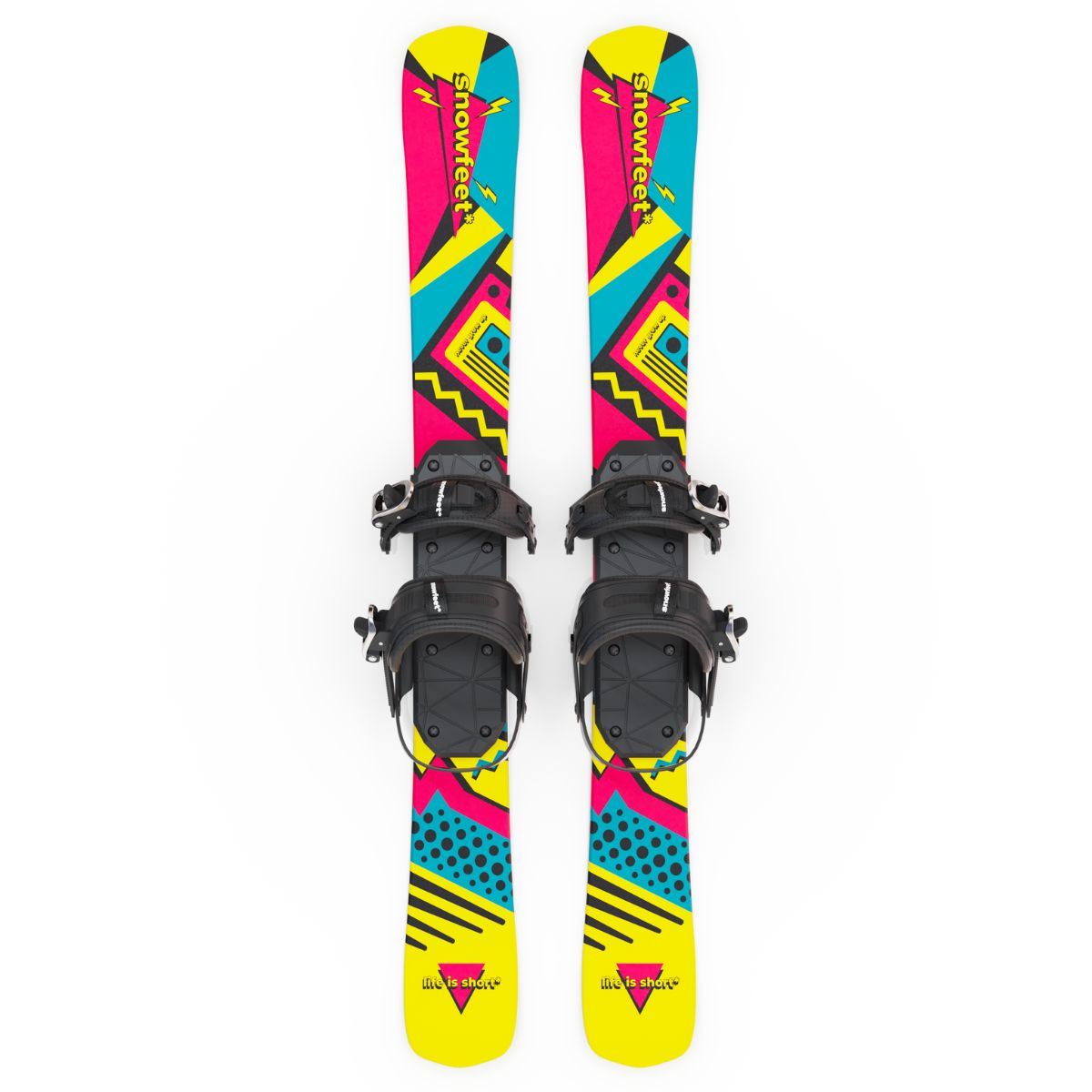 Snowfeet* Short Skis | 99 CM | Retro | Snowboard Bindings |  Skiblades Skiboards Snowblades - snowfeet*