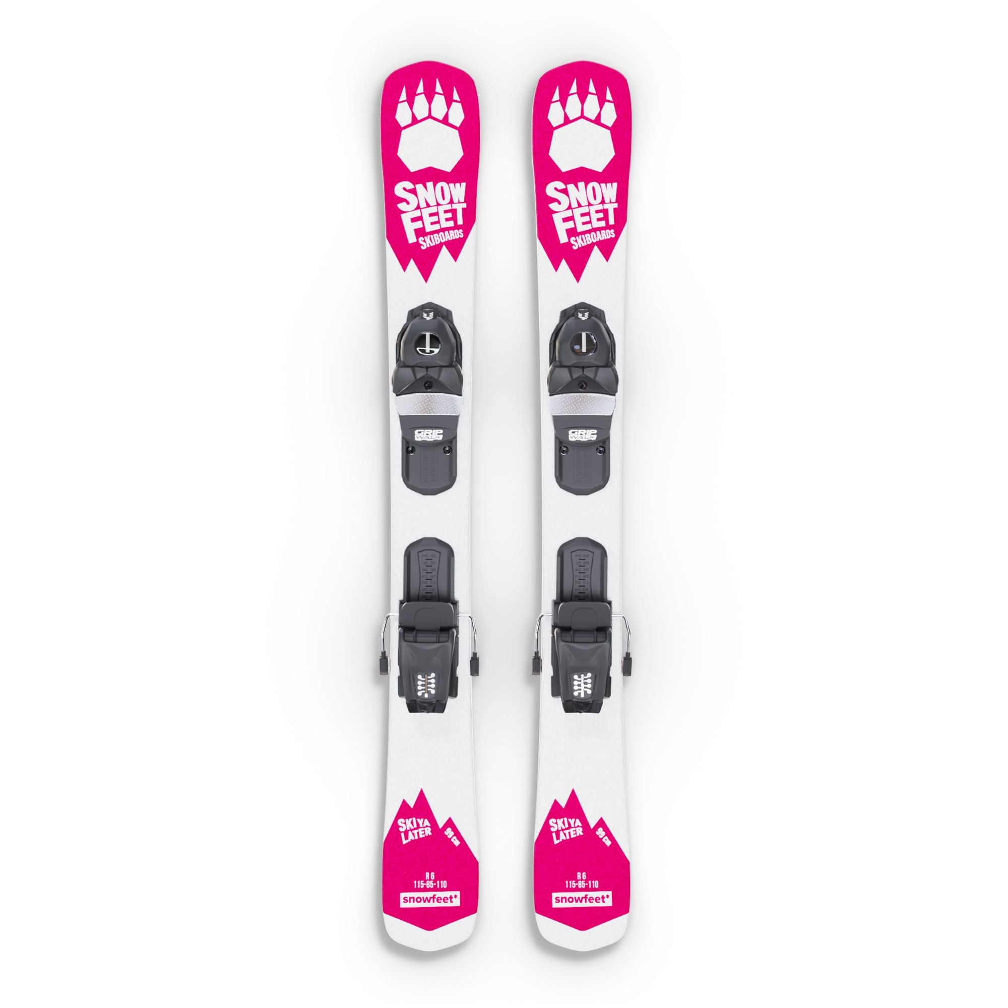 Snowfeet* Short Skis | 99 CM | Pink Paw | Pro Ski Bindings |  Skiblades Skiboards Snowblades - snowfeet*