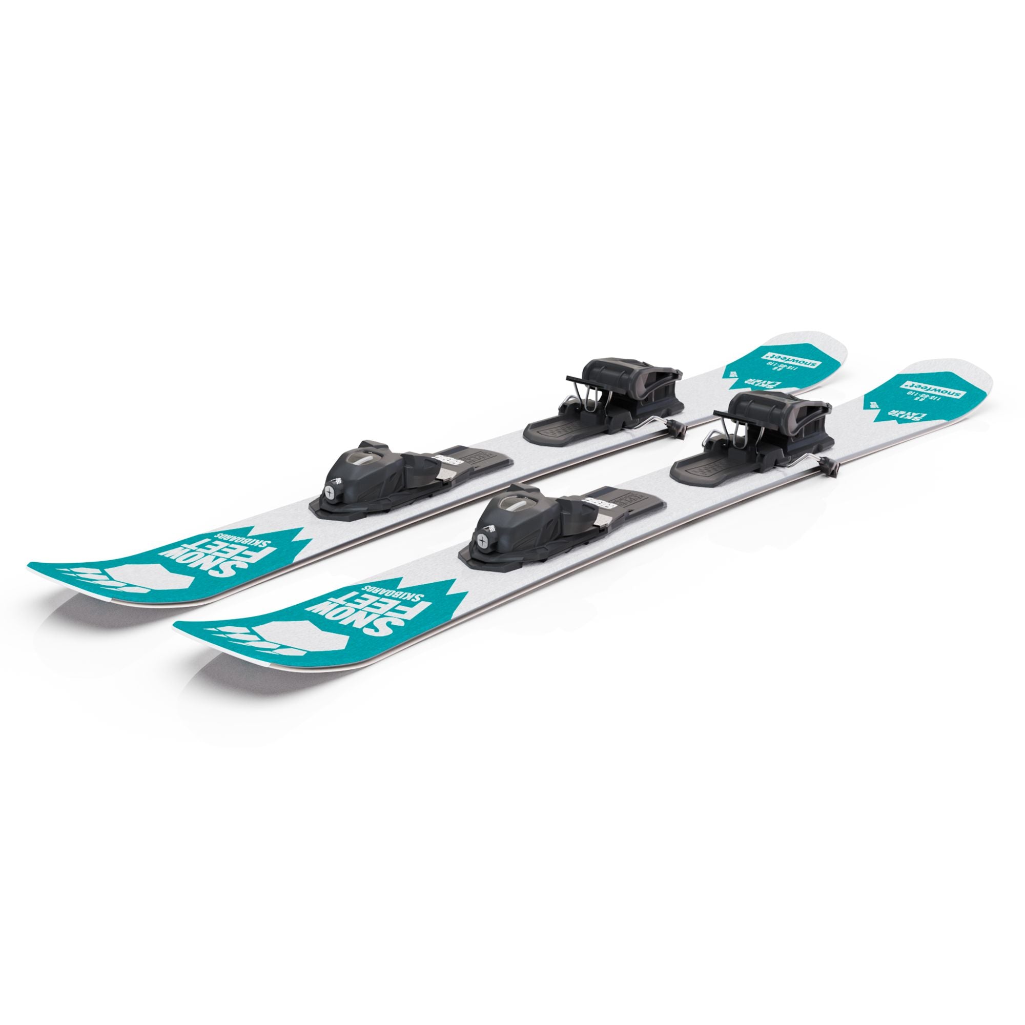 Snowfeet* Short Skis | 99 CM | Turquoise Paw | Pro Ski Bindings |  Skiblades Skiboards Snowblades - snowfeet*