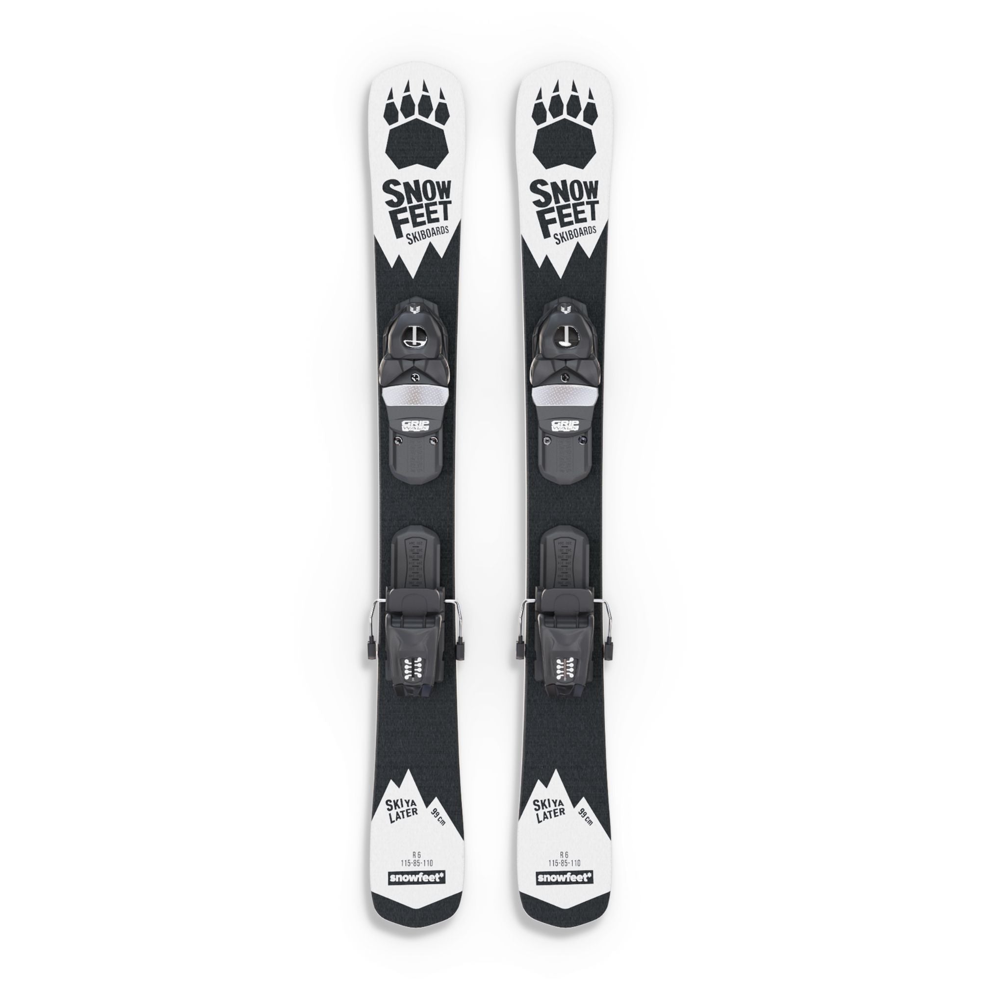 Snowfeet* Short Skis | 99 CM | White Paw | Pro Ski Bindings |  Skiblades Skiboards Snowblades - snowfeet*