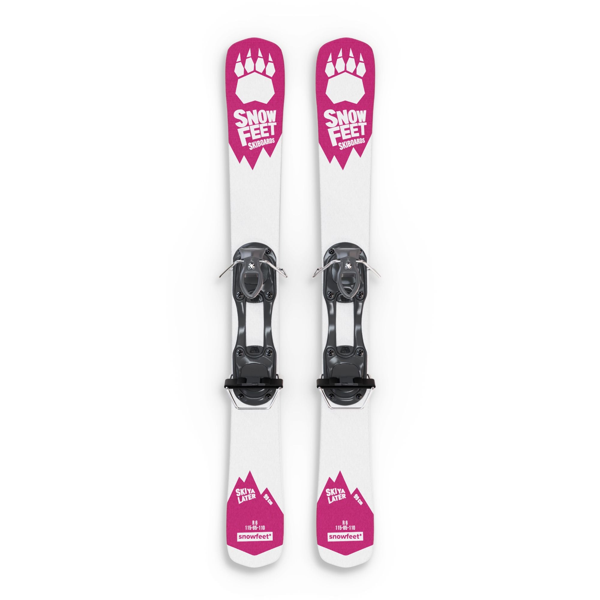 Snowfeet* Short Skis | 99 CM | Pink Paw | Ski Bindings |  Skiblades Skiboards Snowblades - snowfeet*