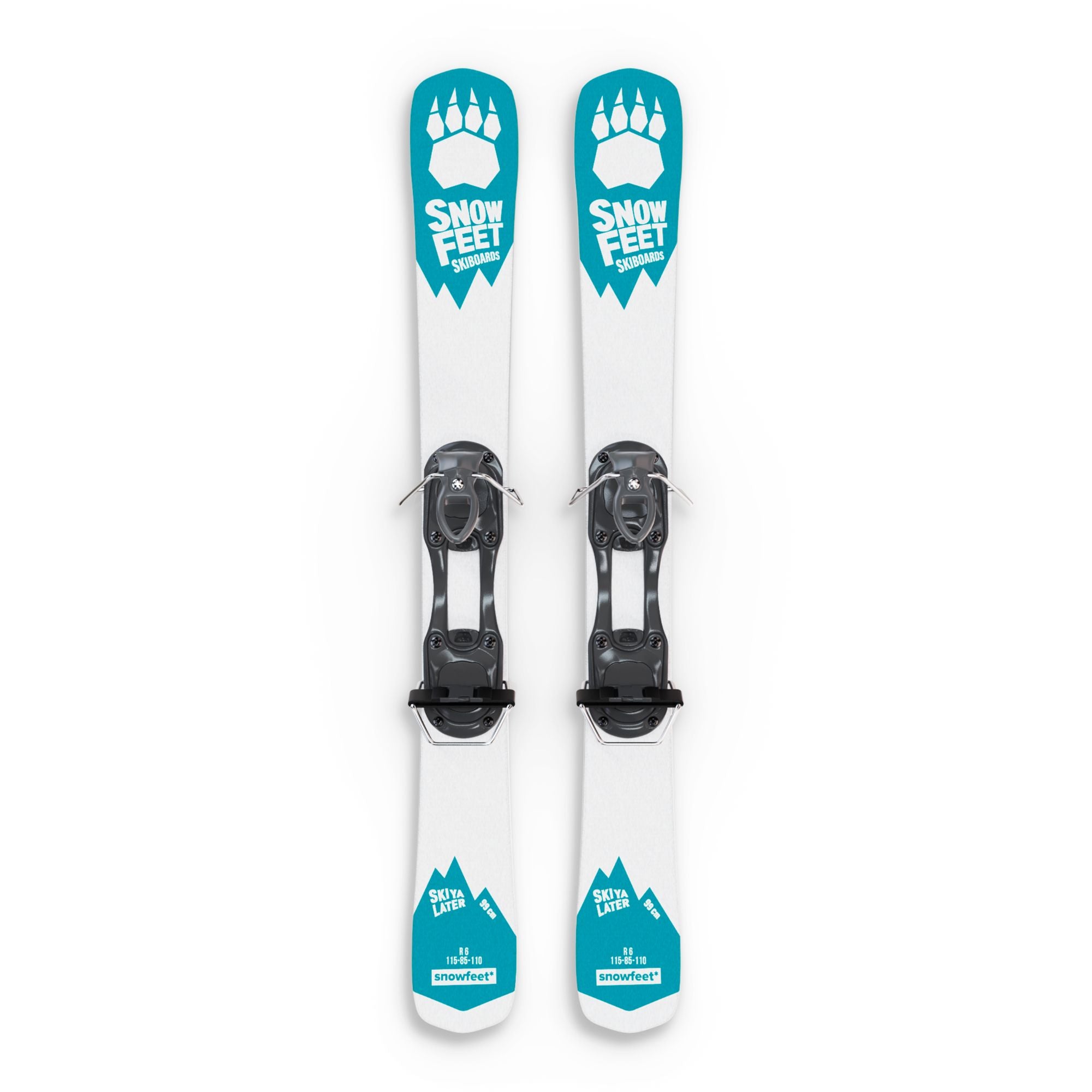 Snowfeet* Short Skis | 99 CM | Turquoise Paw | Ski Bindings |  Skiblades Skiboards Snowblades - snowfeet*