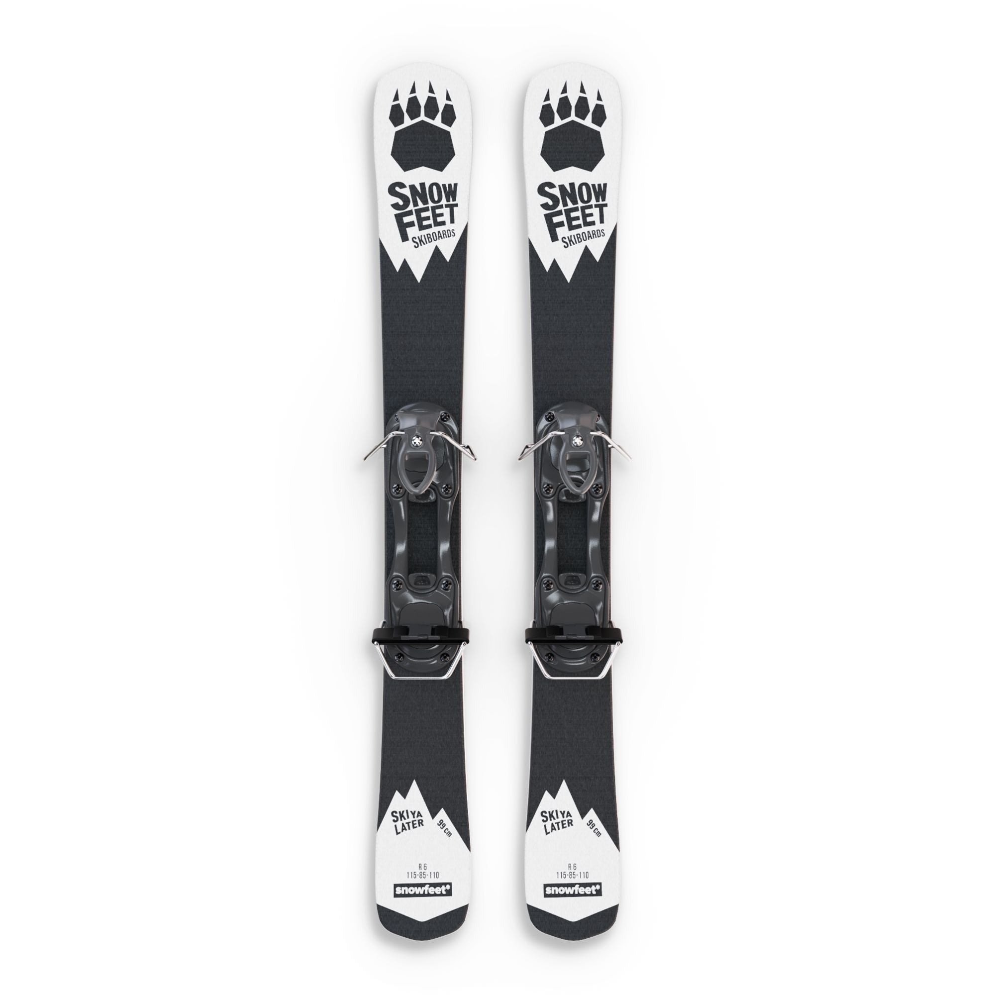 Snowfeet* Short Skis | 99 CM | White Paw | Ski Bindings |  Skiblades Skiboards Snowblades - snowfeet*