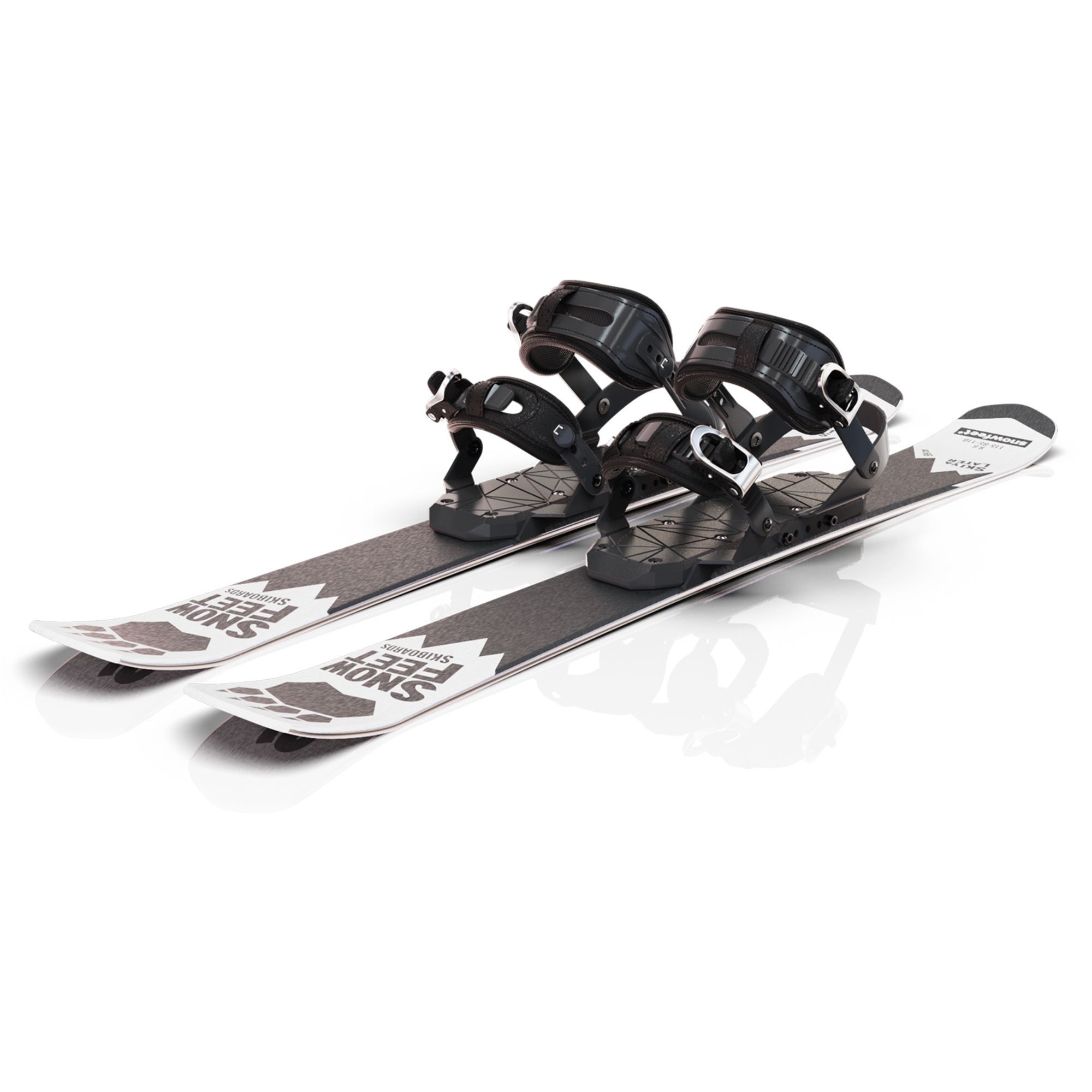 Snowfeet* Short Skis | 99 CM | Black Paw | Snowboard Bindings |  Skiblades Skiboards Snowblades - snowfeet*