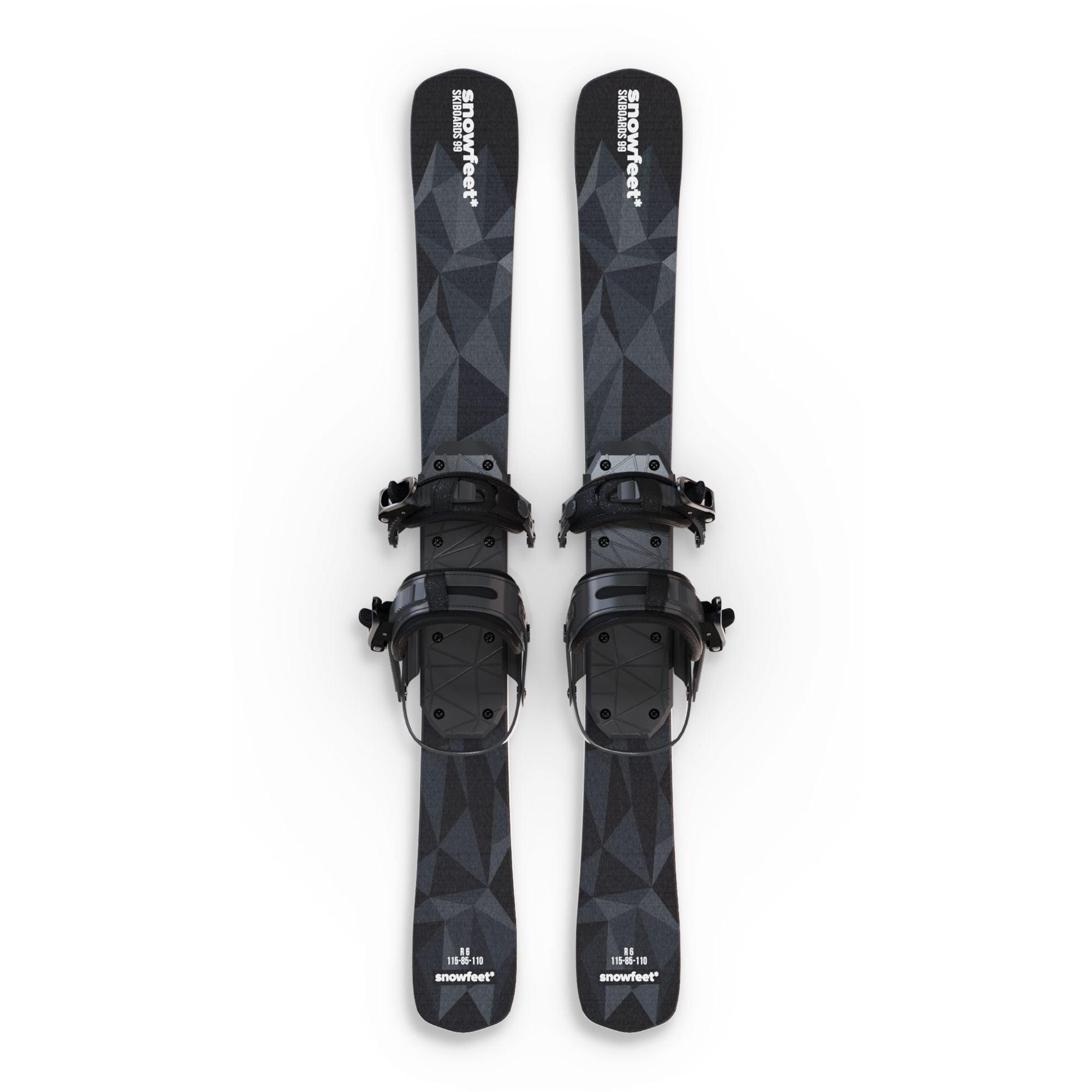 Snowfeet* Short Skis | 99 CM | Black Triangle | Snowboard Bindings |  Skiblades Skiboards Snowblades - snowfeet*