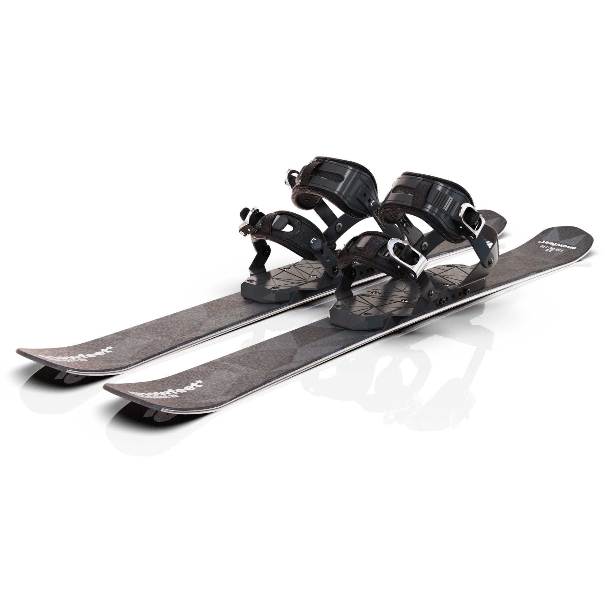 Snowfeet* Short Skis | 99 CM | Black Triangle | Snowboard Bindings |  Skiblades Skiboards Snowblades - snowfeet*