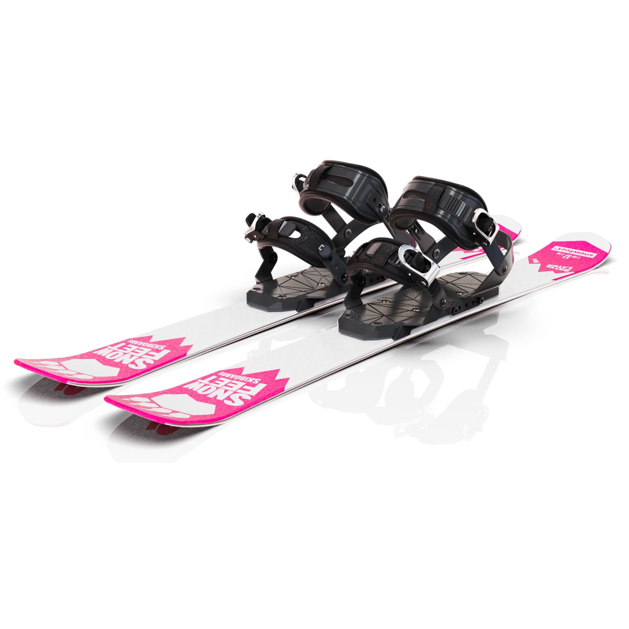 Snowfeet* Short Skis | 99 CM | Pink Paw | Snowboard Bindings |  Skiblades Skiboards Snowblades - snowfeet*