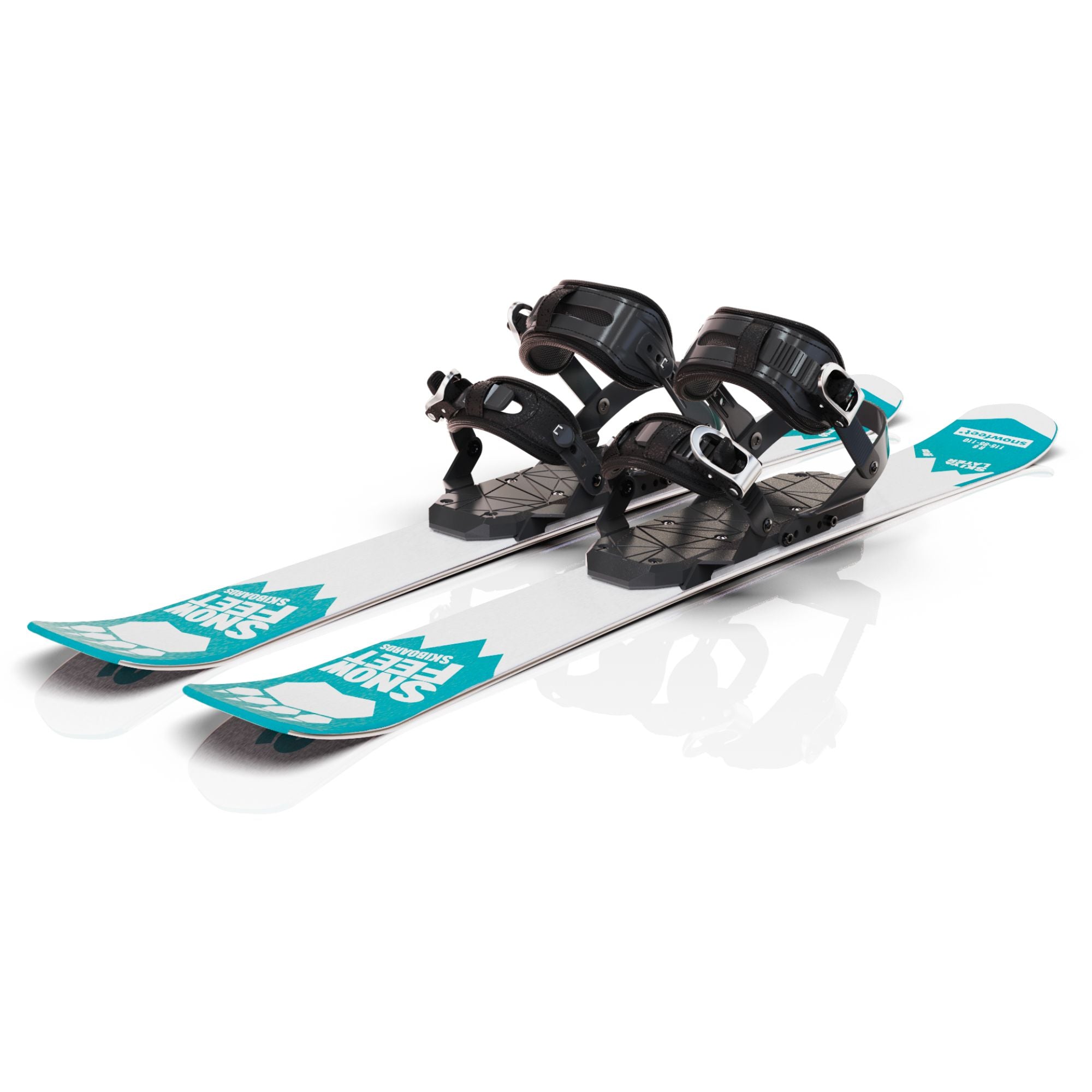 Snowfeet* Short Skis | 99 CM | Turquoise Paw | Snowboard Bindings |  Skiblades Skiboards Snowblades - snowfeet*