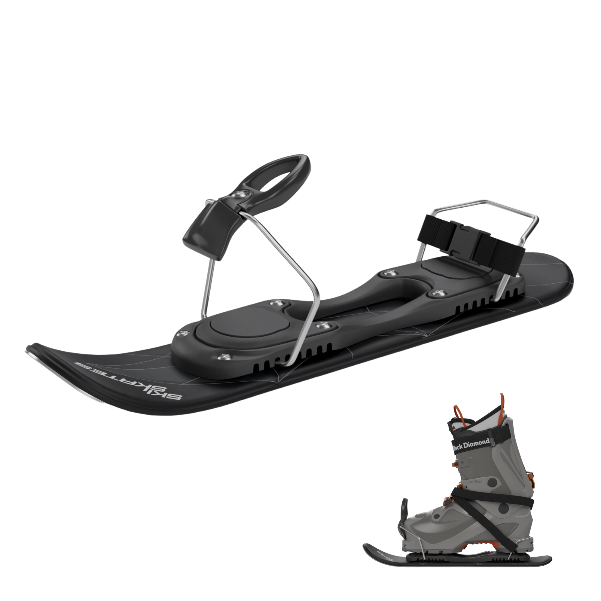 Skiskates by Snowfeet* | 44 CM | Black Triangle | Ski bindings | Skiblades Snowblades Mini Skis | Shortest Ski