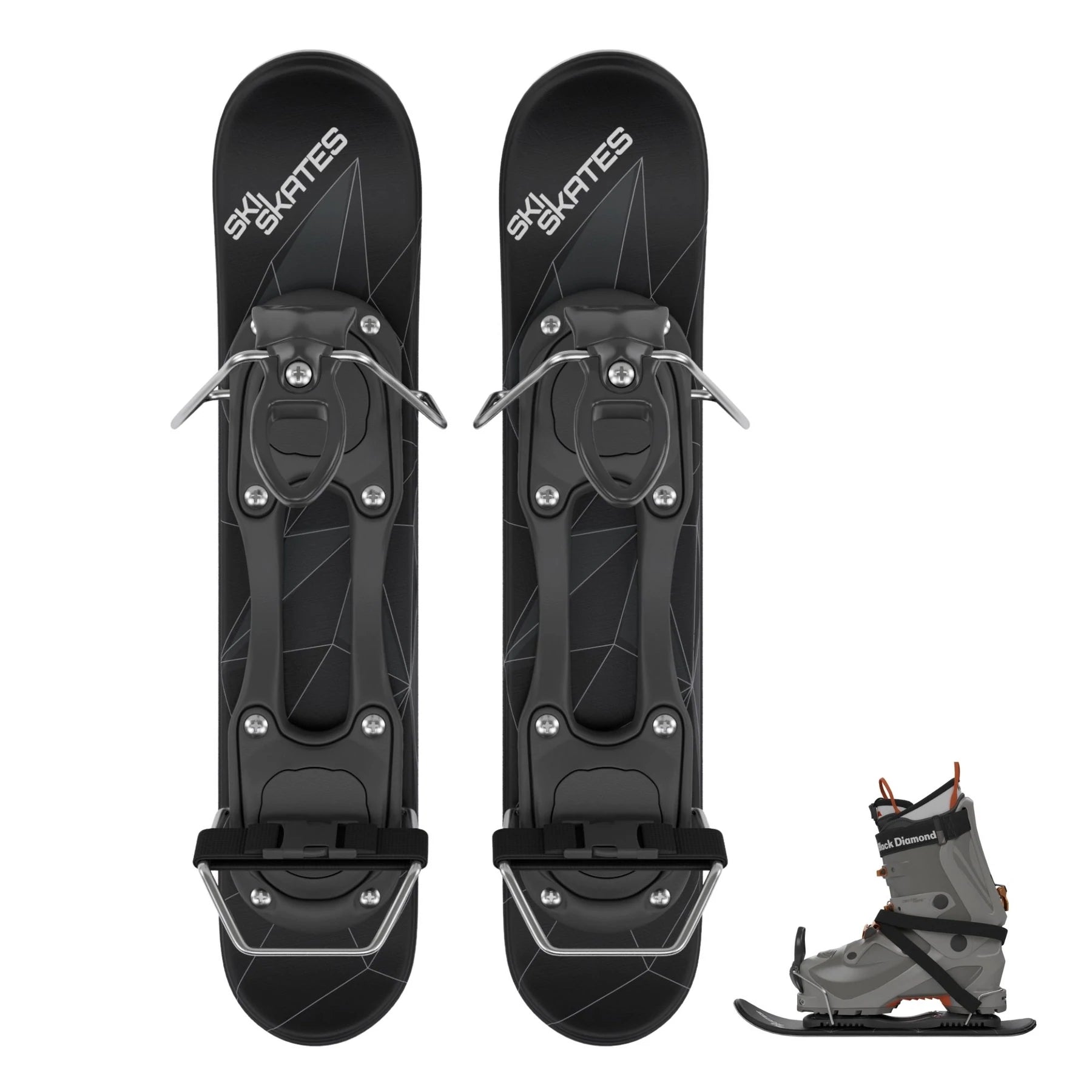 Snowfeet* Skiskates | 44 CM | Black Triangle | Ski Bindings | Skiblades Snowblades Mini Skis | Shortest Ski