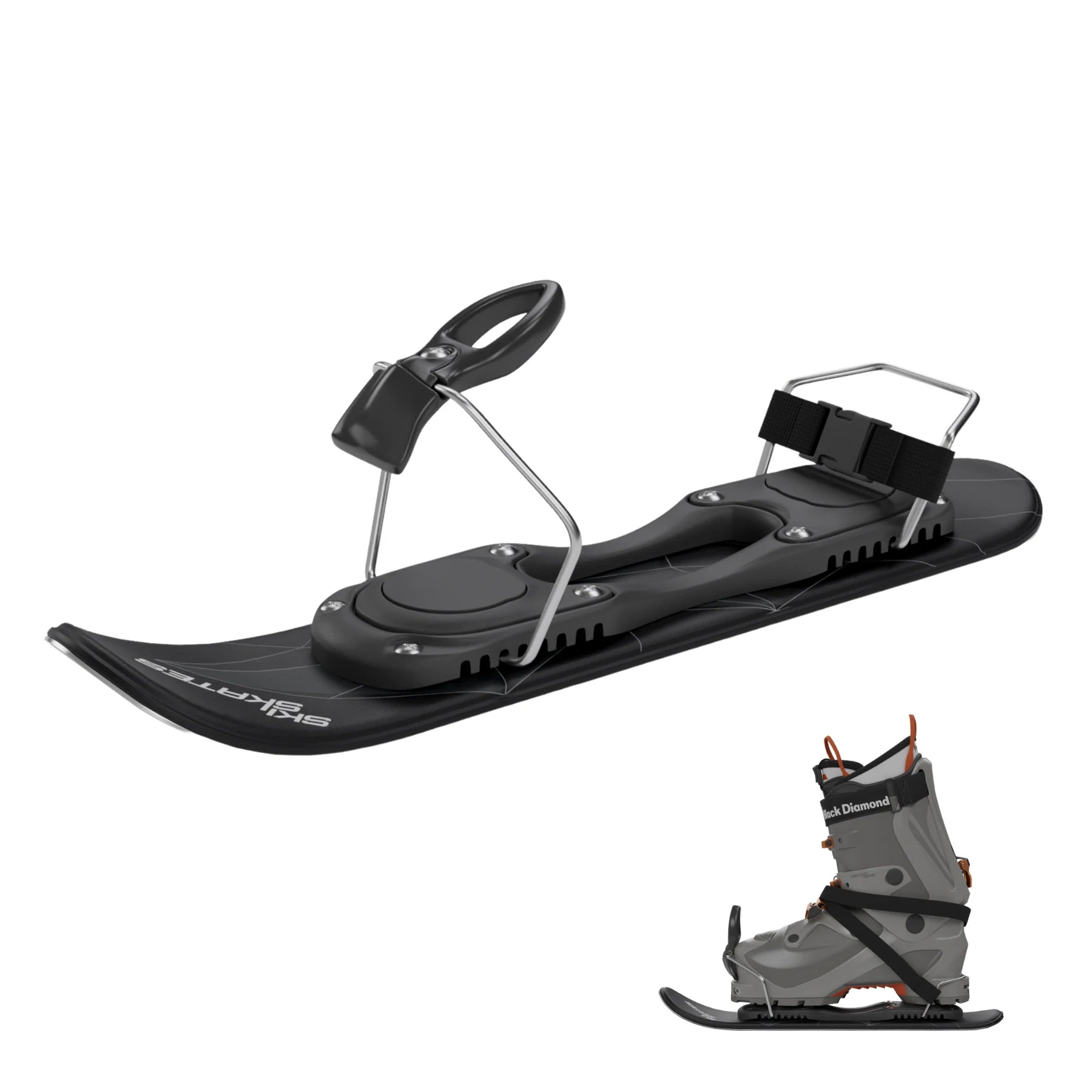 Snowfeet* Skiskates | 44 CM | Black Triangle | Ski Bindings | Skiblades Snowblades Mini Skis | Shortest Ski