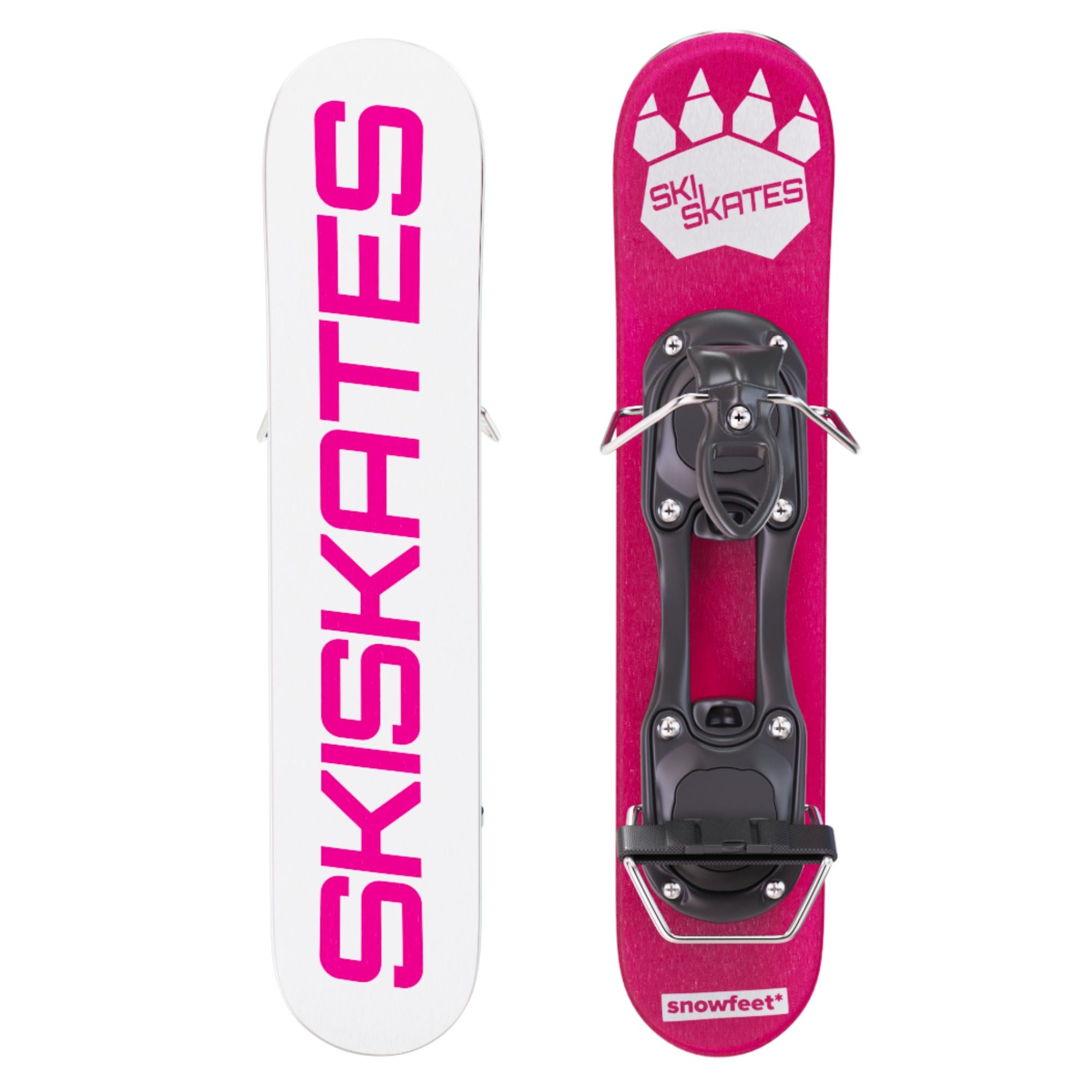 Skiskates by Snowfeet* | 44 CM | Pink Paw | Ski bindings | Skiblades Snowblades Mini Skis | Shortest Ski