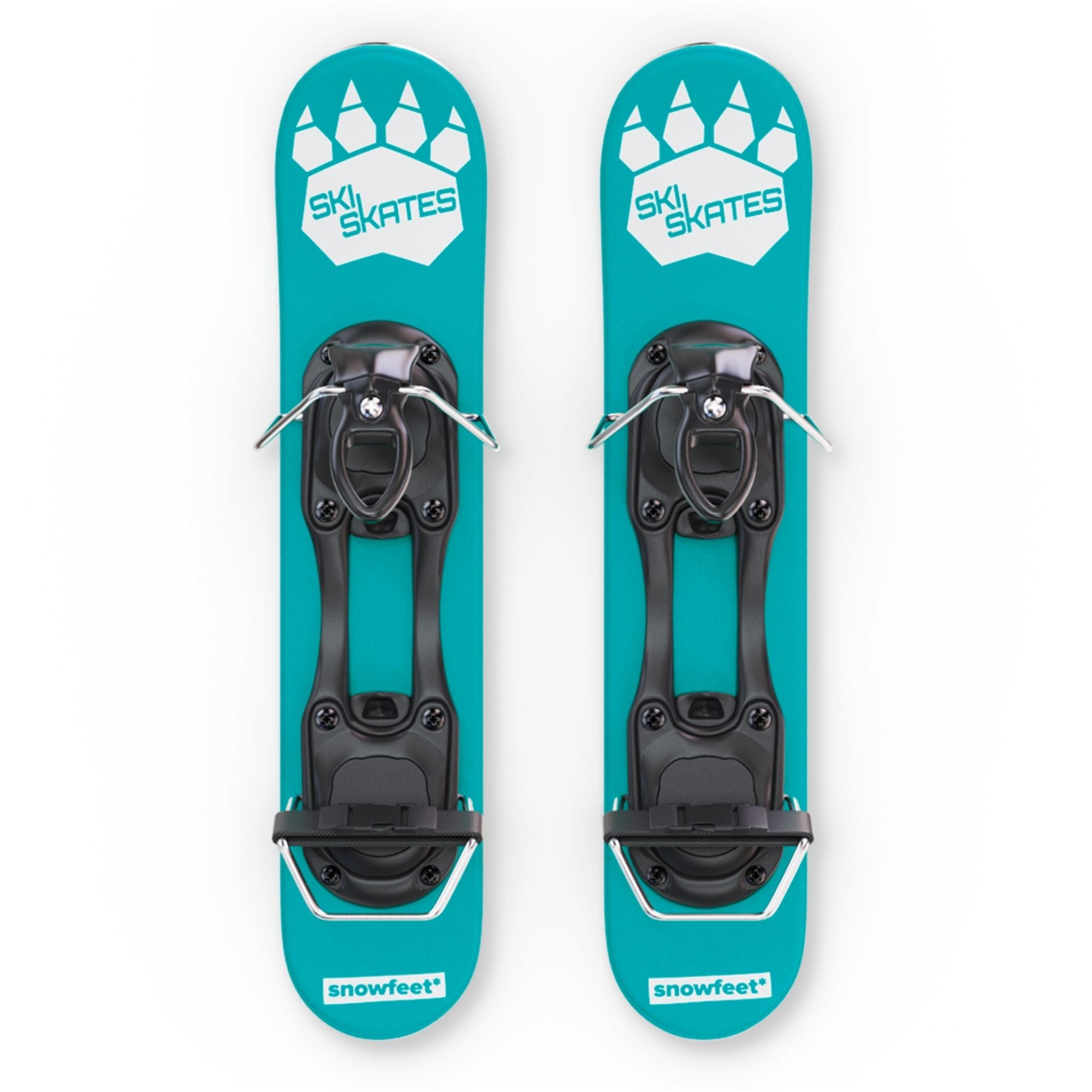 Skiskates by Snowfeet* | 44 CM | Turquoise Paw | Ski bindings | Skiblades Snowblades Mini Skis | Shortest Ski