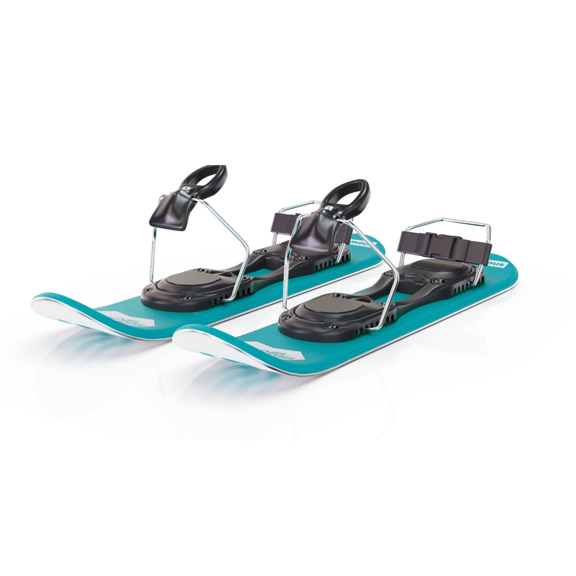 Skiskates by Snowfeet* | 44 CM | Turquoise Paw | Ski bindings | Skiblades Snowblades Mini Skis | Shortest Ski