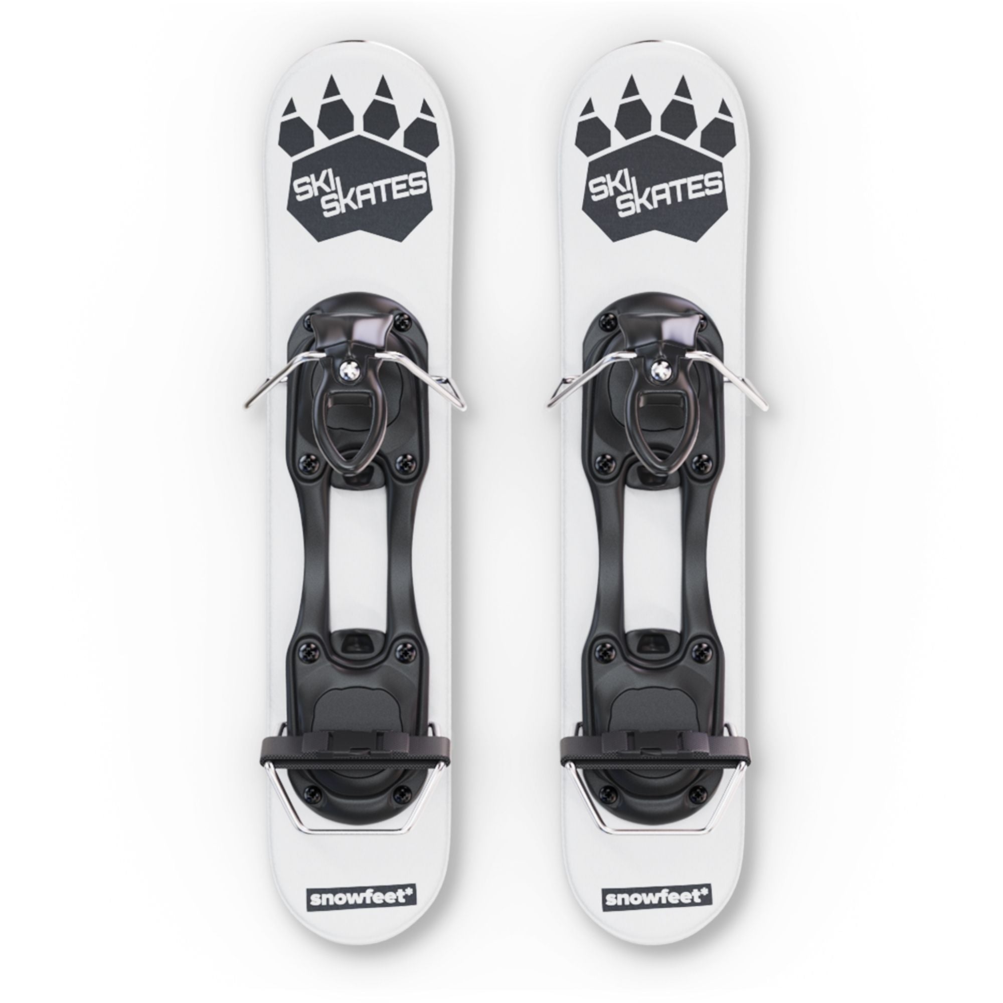 Skiskates by Snowfeet* | 44 CM | White Paw | Ski bindings | Skiblades Snowblades Mini Skis | Shortest Ski