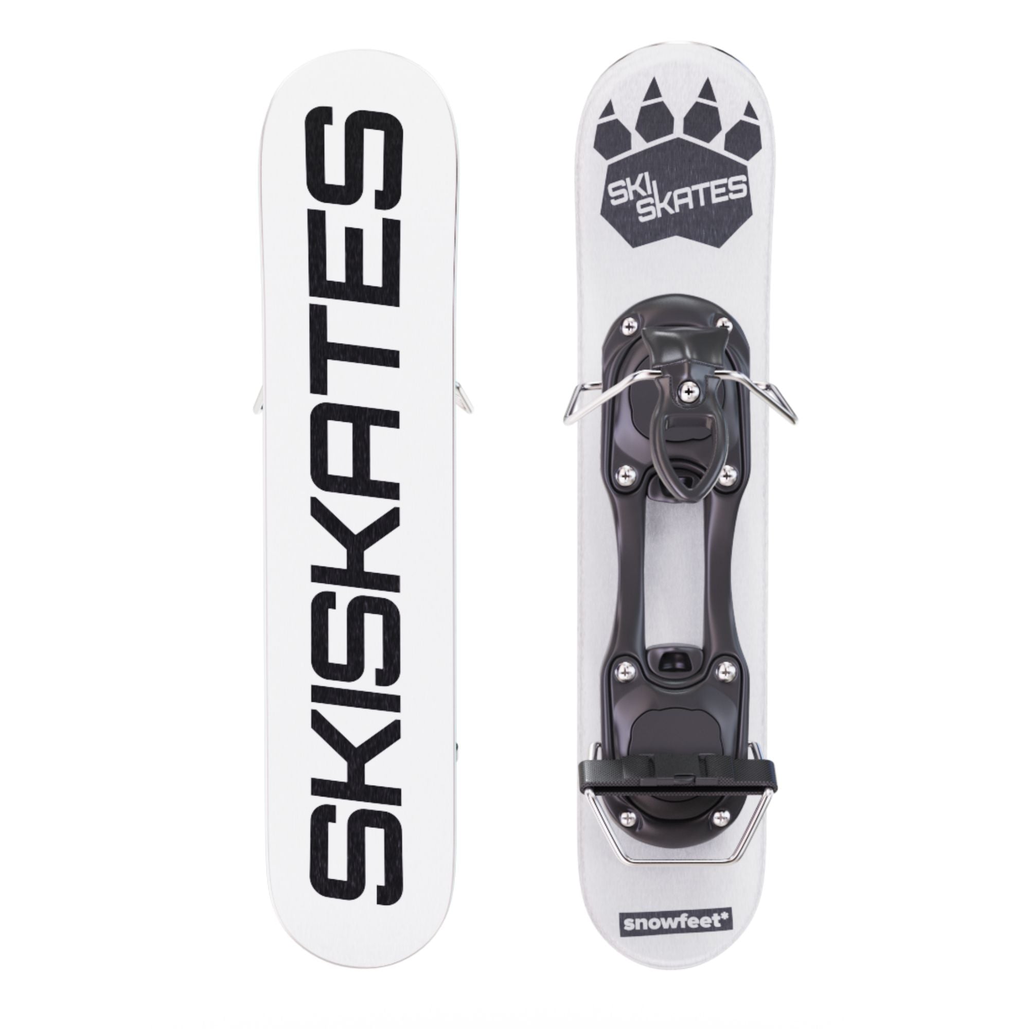 Skiskates by Snowfeet* | 44 CM | White Paw | Ski bindings | Skiblades Snowblades Mini Skis | Shortest Ski