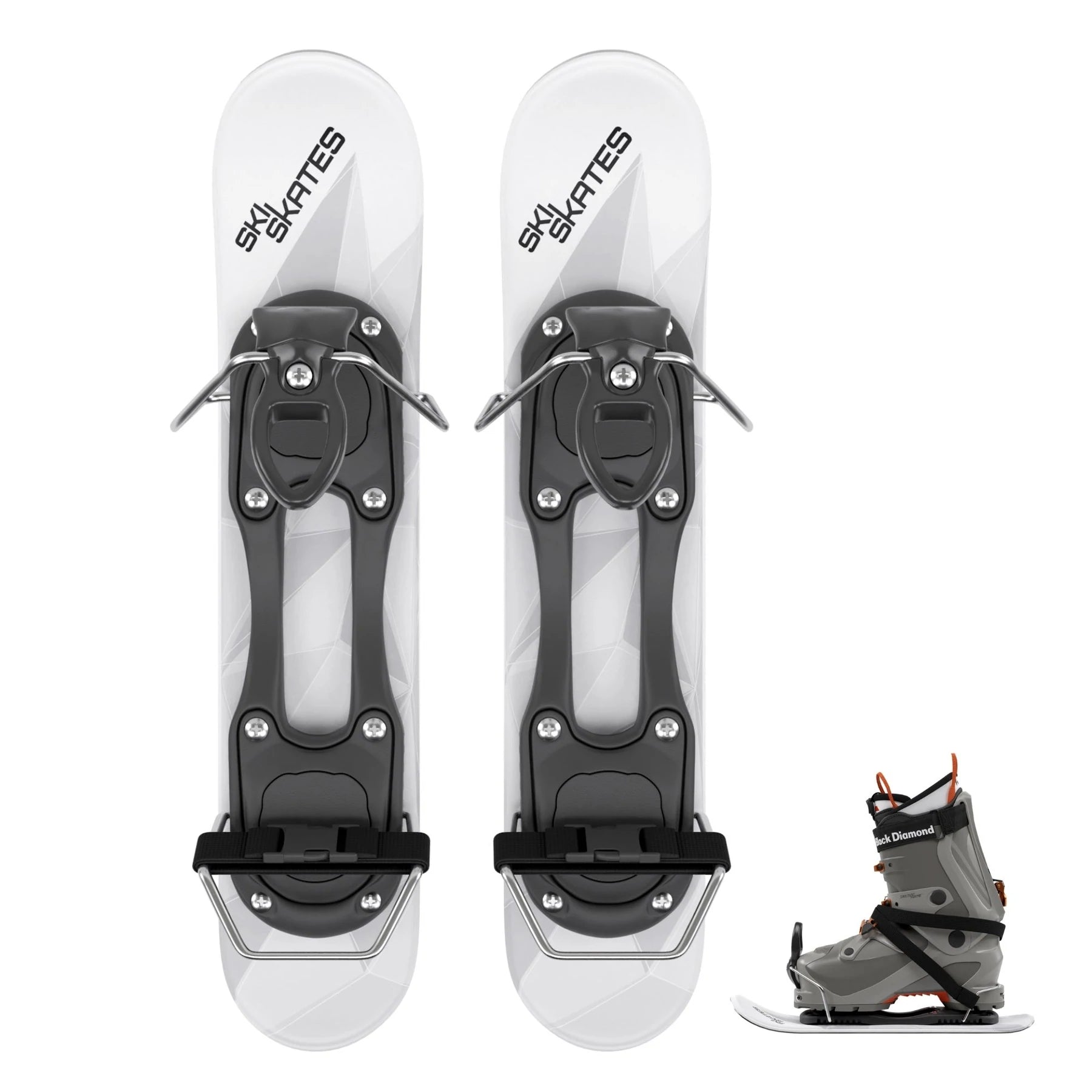 Snowfeet* Skiskates | 44 CM | White Triangle | Ski Bindings | Skiblades Snowblades Mini Skis | Shortest Ski