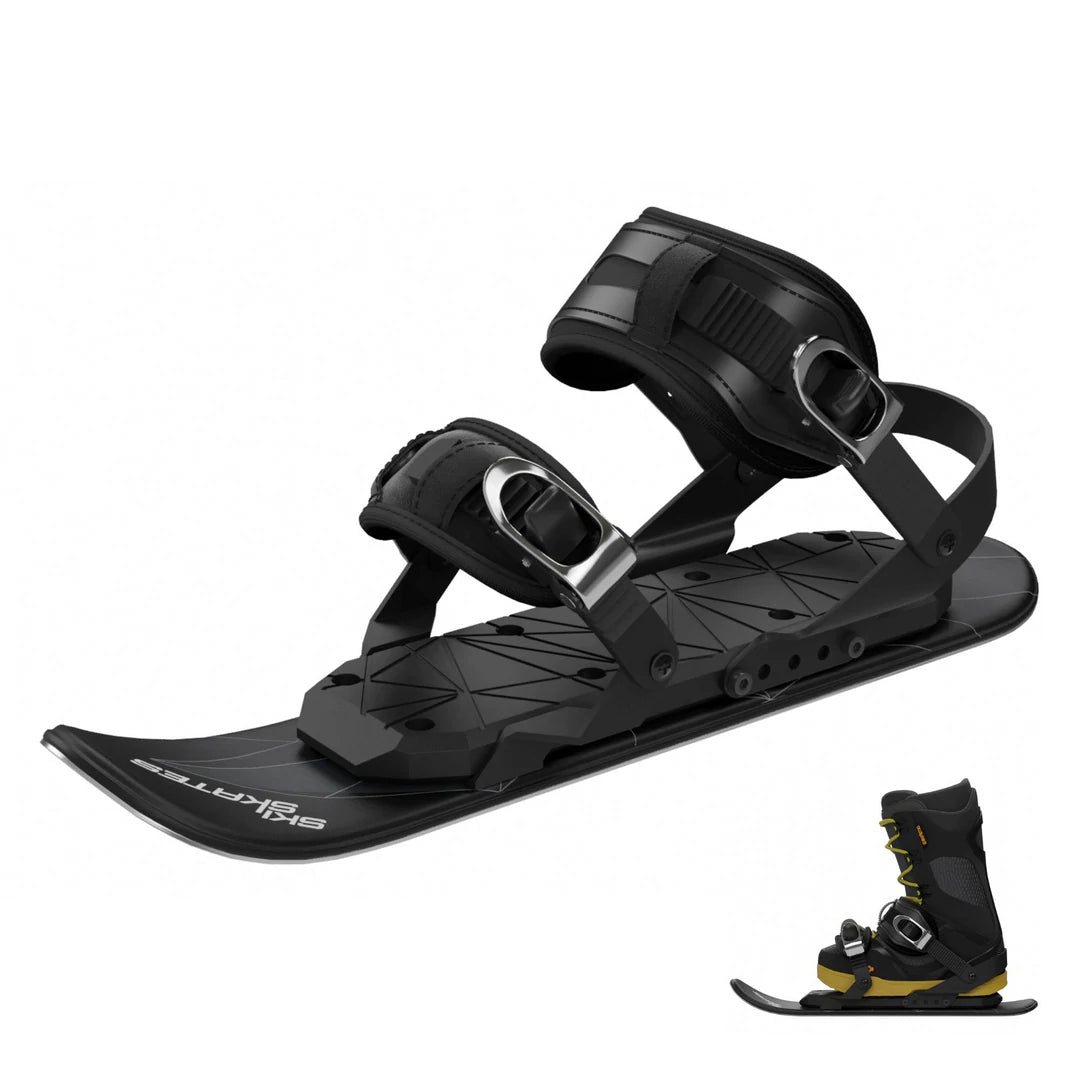 Skiskates by Snowfeet* | 44 CM | Black triangle | Snowboard bindings | Skiblades Snowblades Mini Skis | Shortest Ski