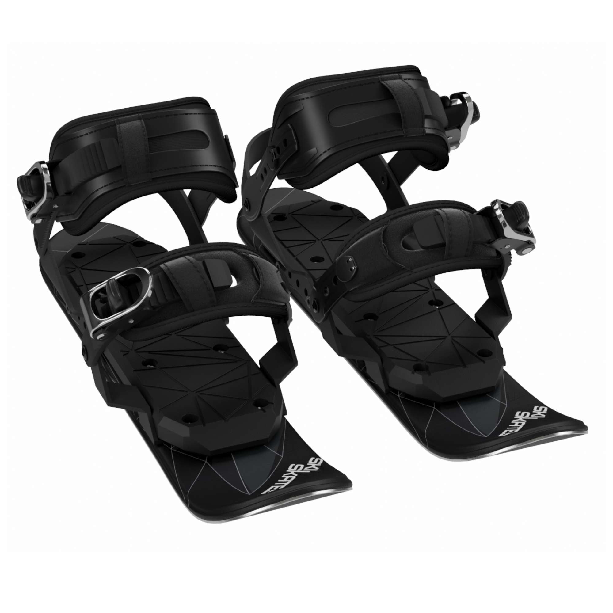 Snowfeet* Skiskates | 44 CM | Black Triangle | Snowboard Bindings | Skiblades Snowblades Mini Skis | Shortest Ski