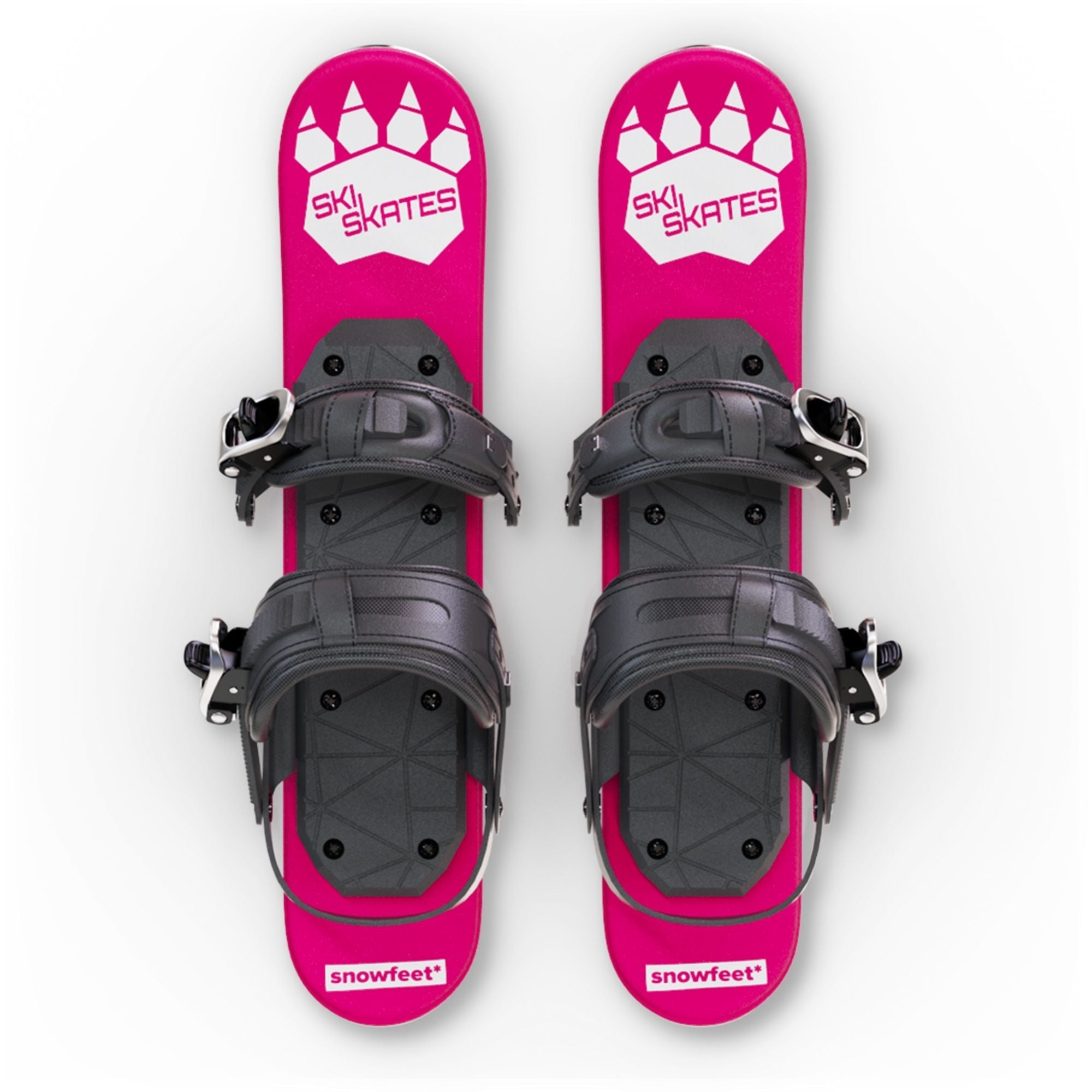 Skiskates by Snowfeet* | 44 CM | Pink Paw | Snowboard Bindings | Skiblades Snowblades Mini Skis | Shortest Ski