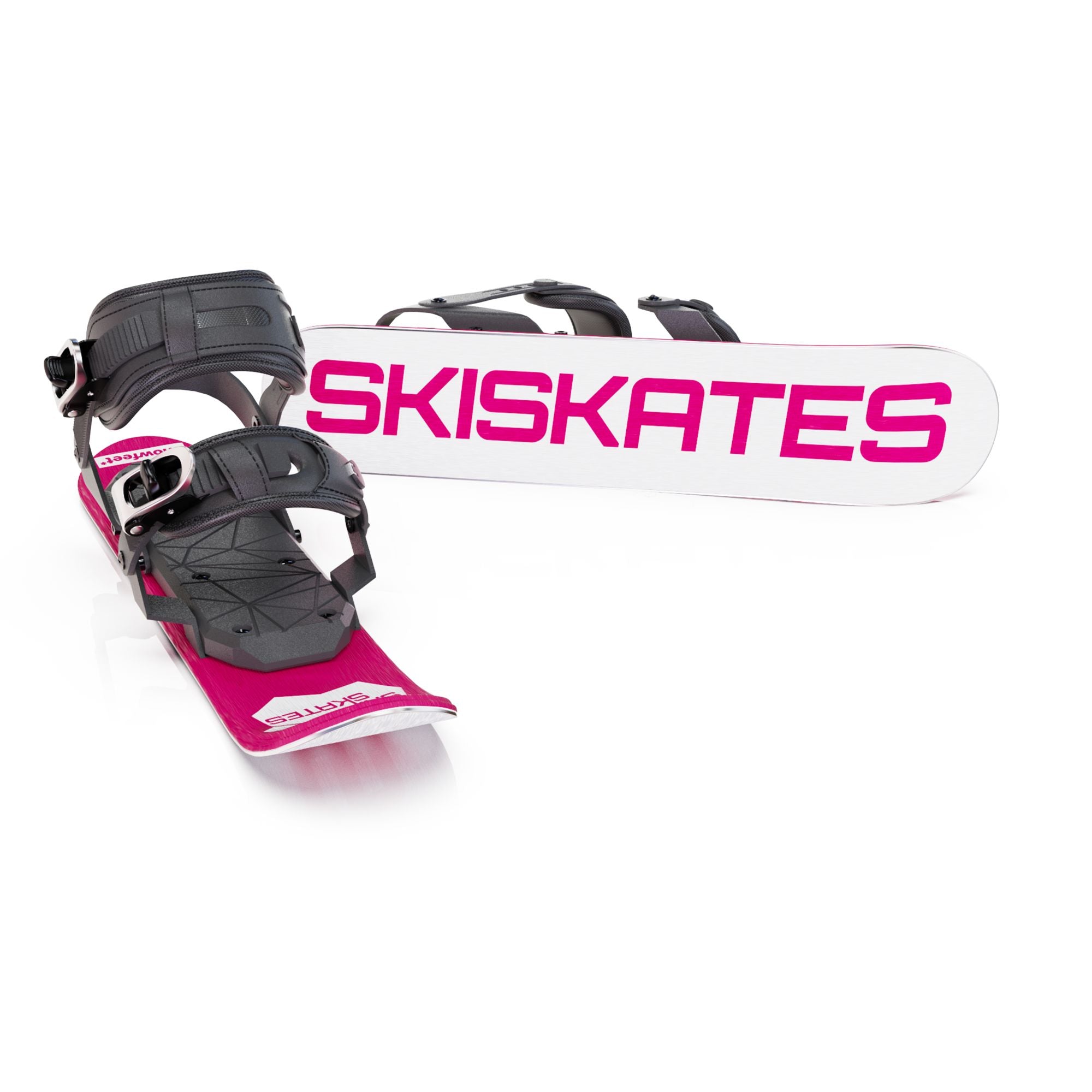 Skiskates by Snowfeet* | 44 CM | Pink Paw | Snowboard Bindings | Skiblades Snowblades Mini Skis | Shortest Ski