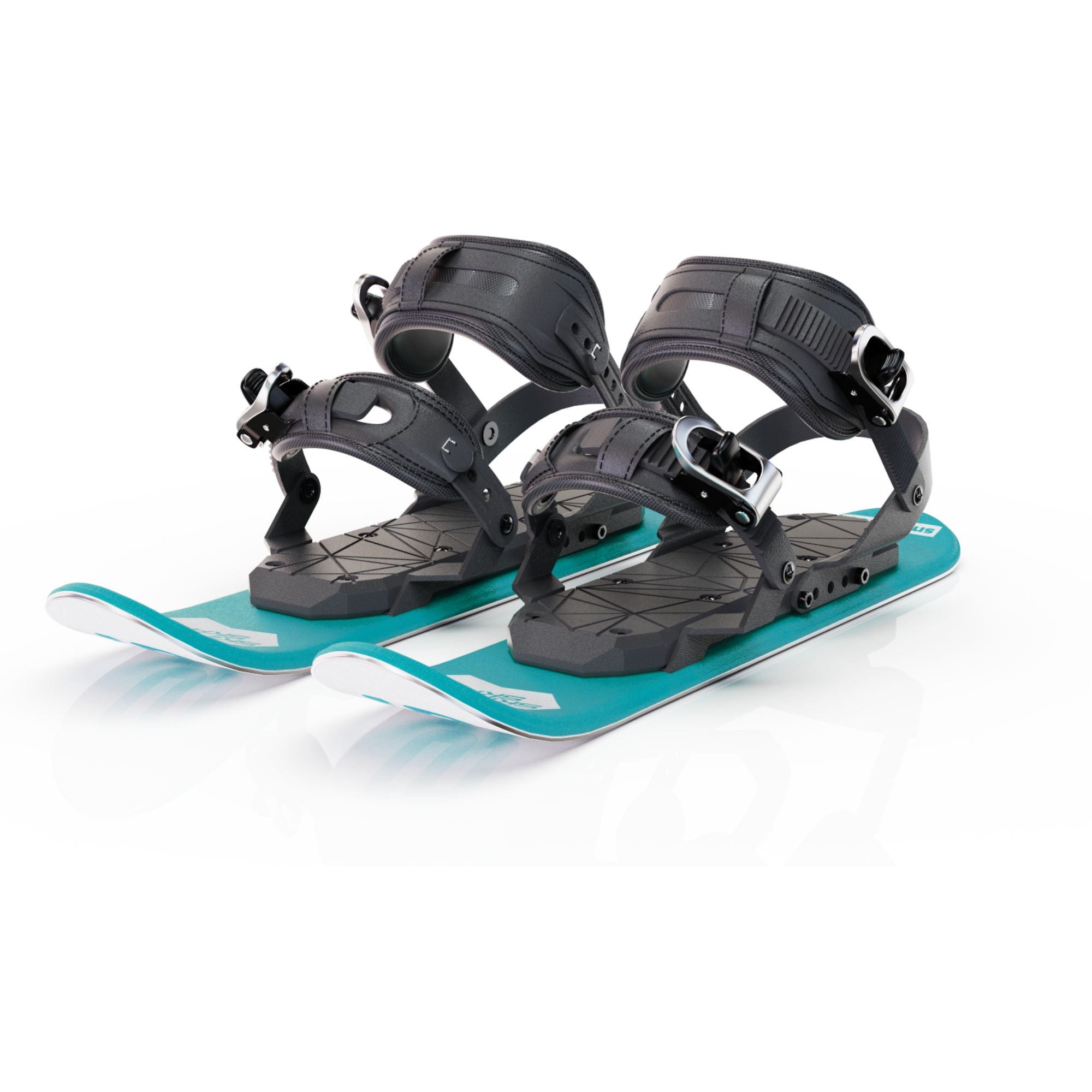 Skiskates by Snowfeet* | 44 CM | Turquoise Paw | Snowboard Bindings | Skiblades Snowblades Mini Skis | Shortest Ski