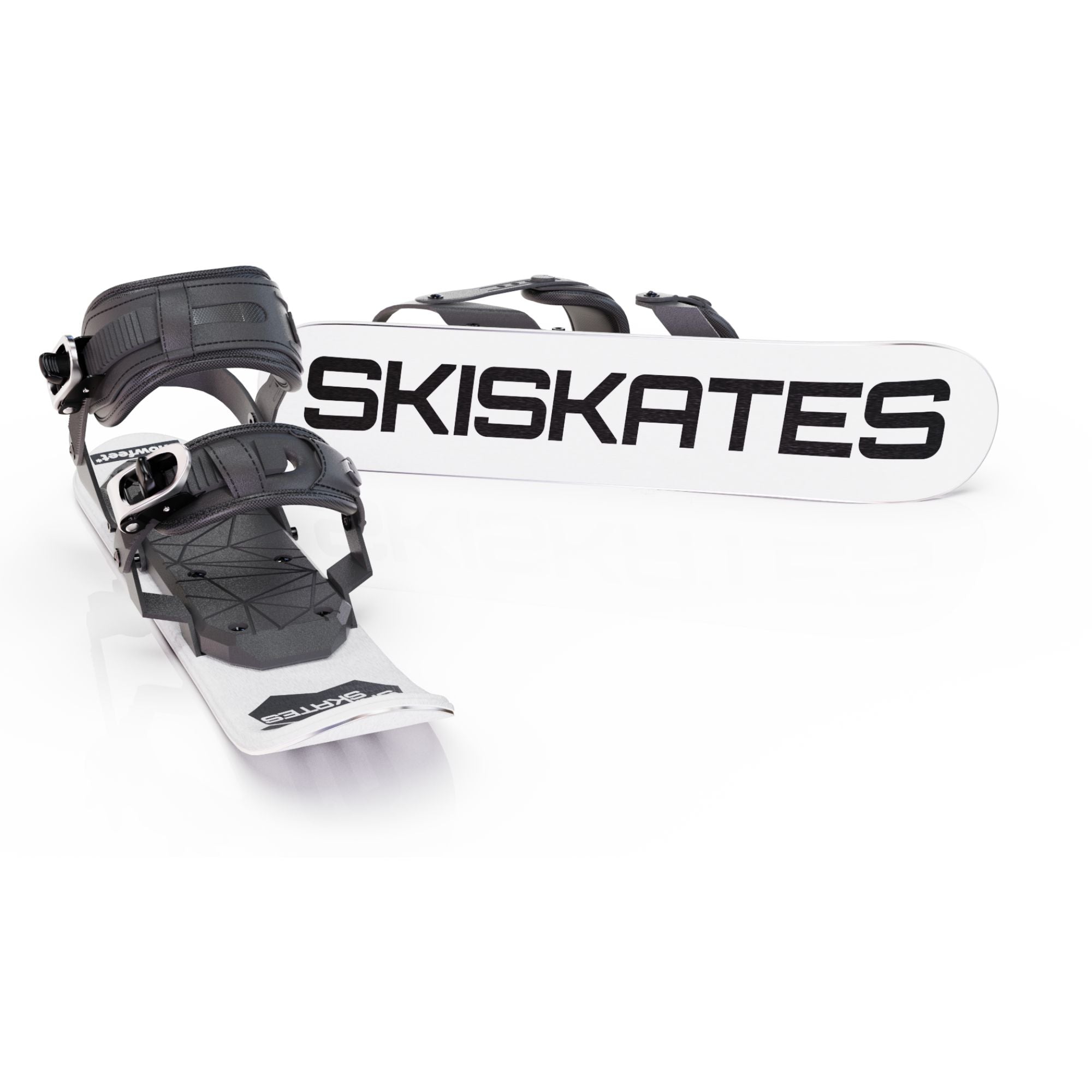 Skiskates by Snowfeet* | 44 CM | White Paw | Snowboard bindings | Skiblades Snowblades Mini Skis | Shortest Ski