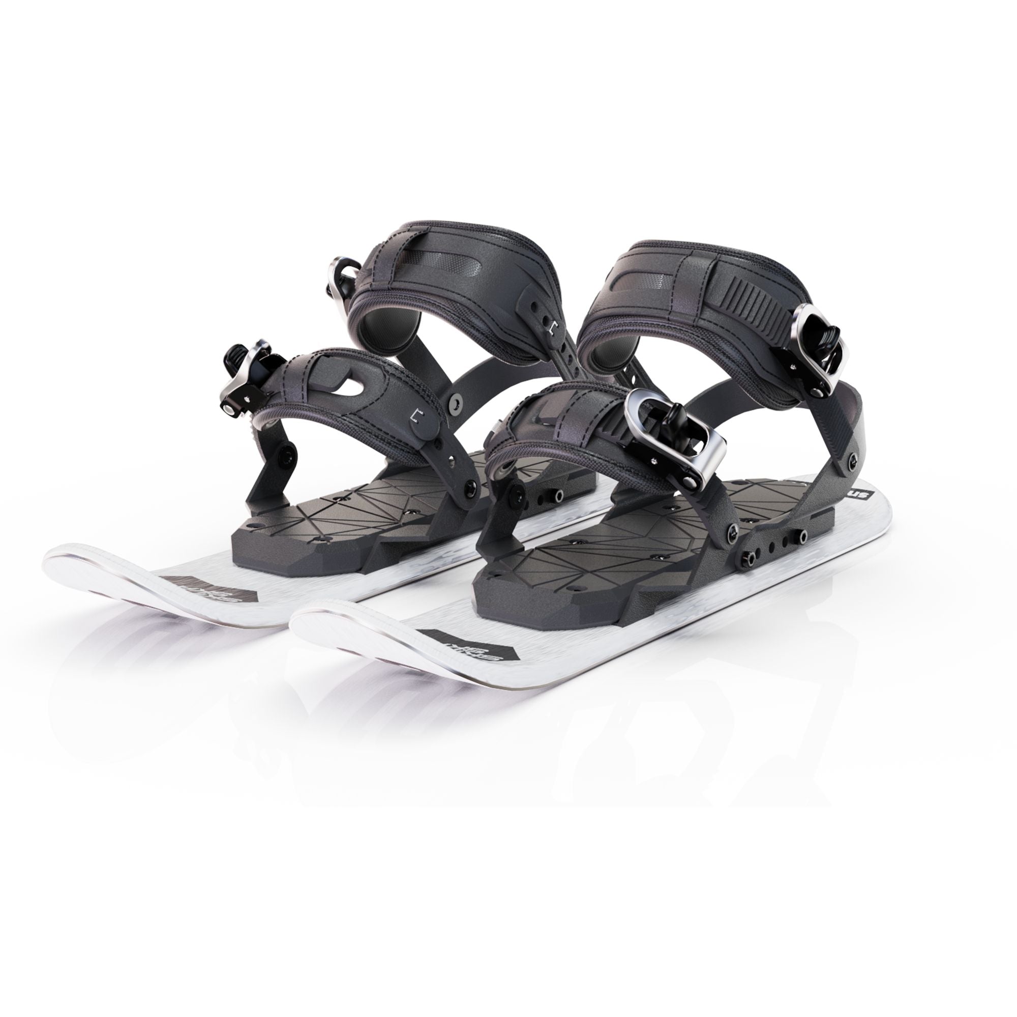 Skiskates by Snowfeet* | 44 CM | White Paw | Snowboard bindings | Skiblades Snowblades Mini Skis | Shortest Ski